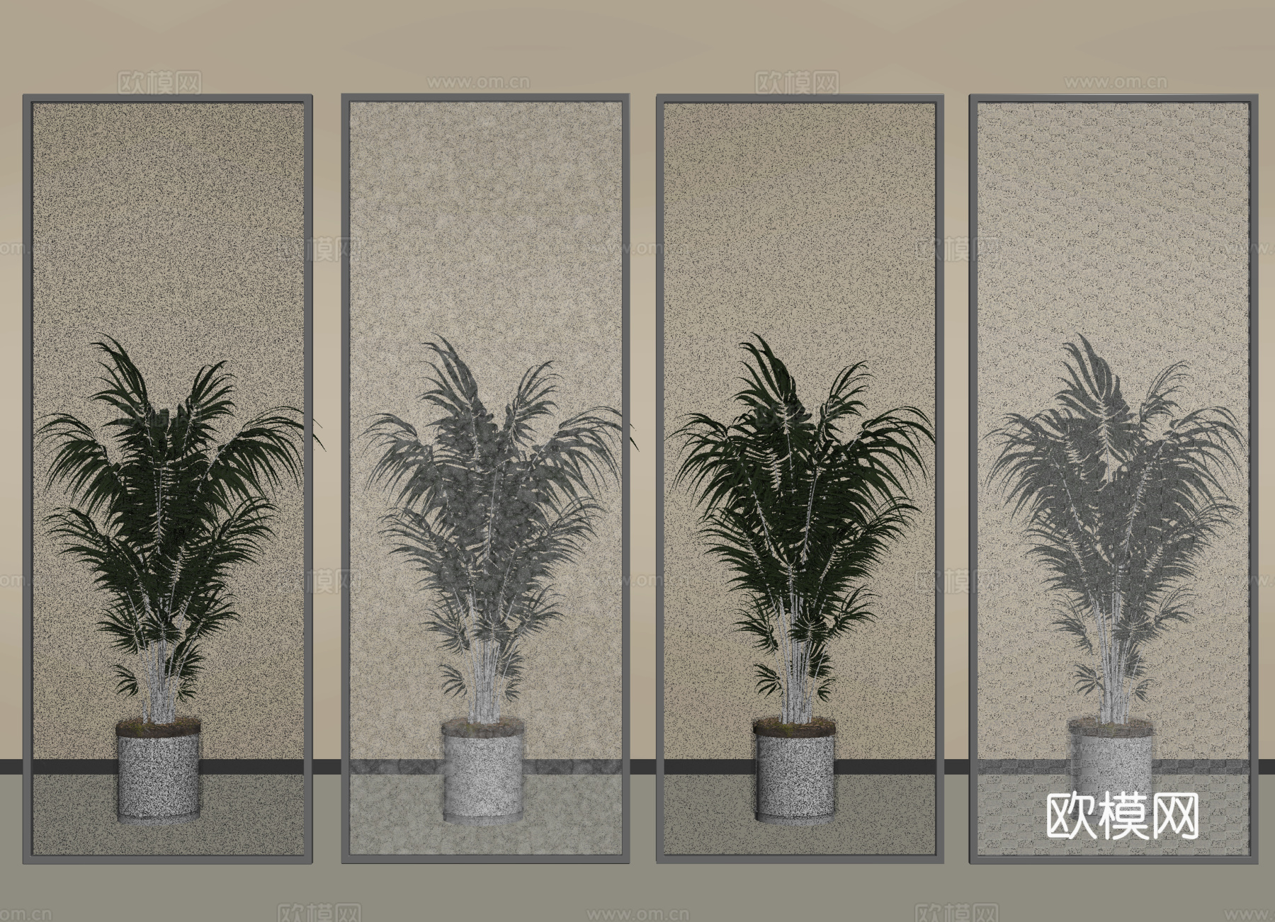 现代隔断屏风 长虹玻璃隔断 磨砂玻璃隔断su模型
