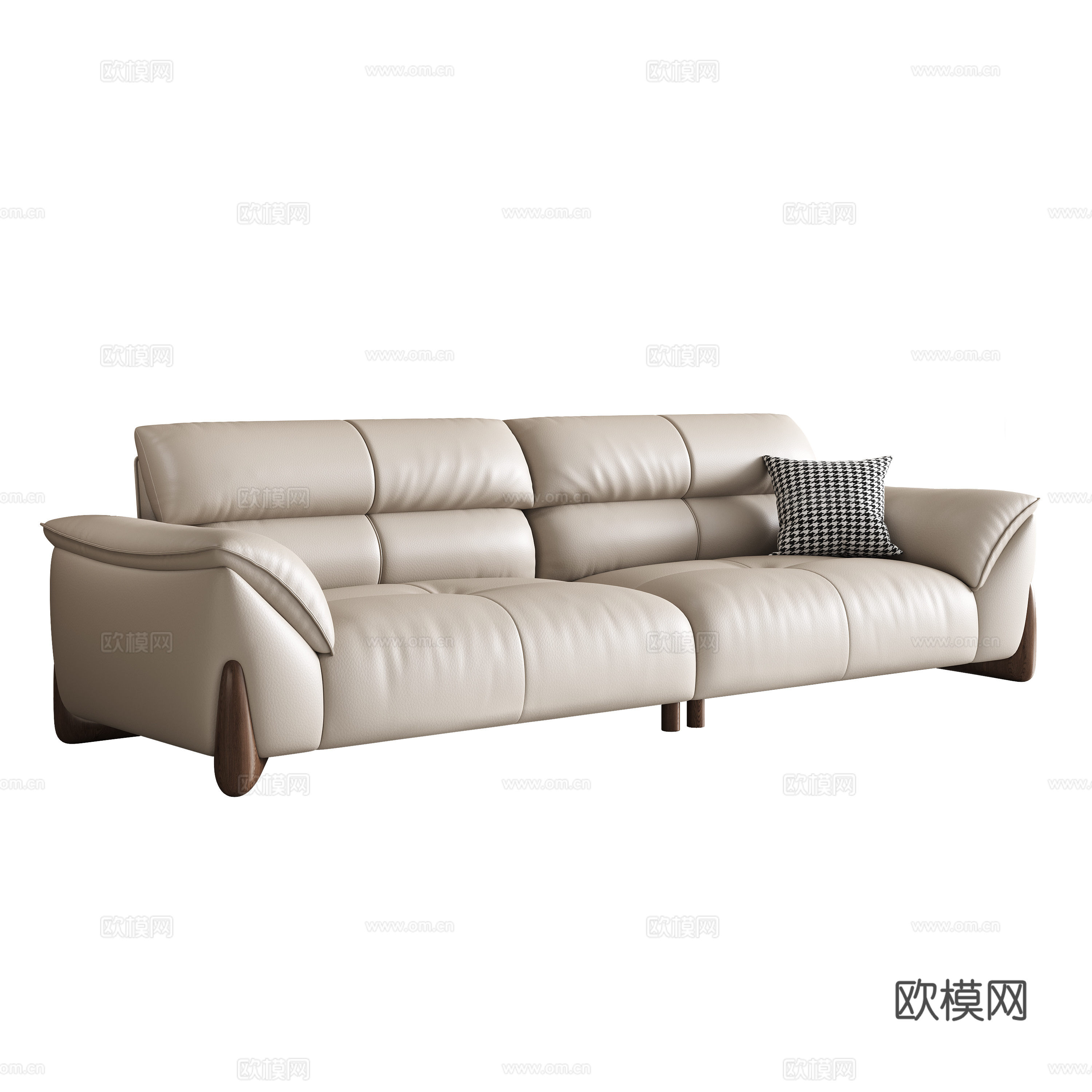 现代真皮沙发su模型