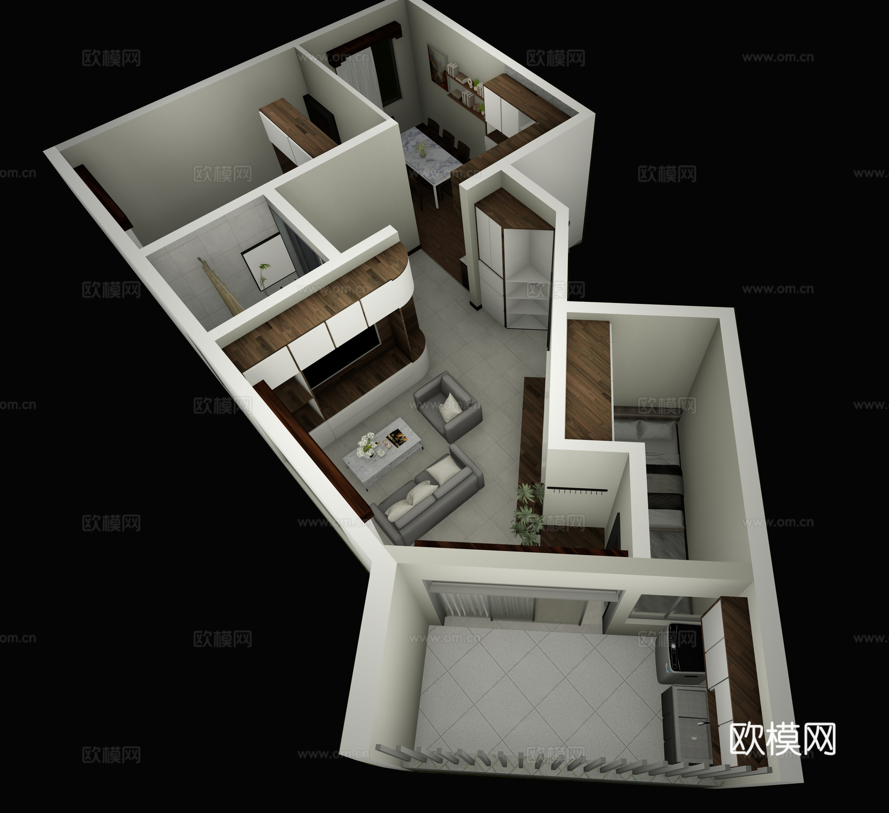普通住宅中等户型su模型