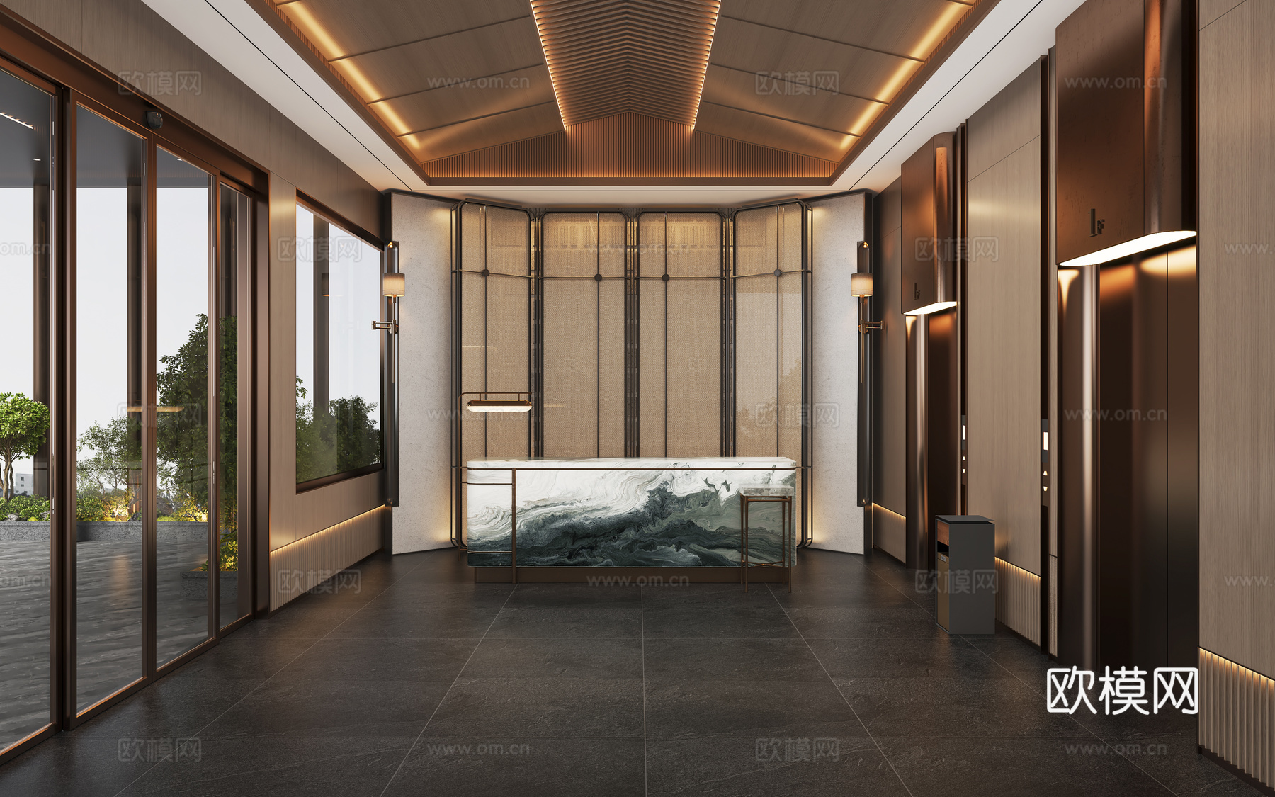 电梯厅3d模型下载