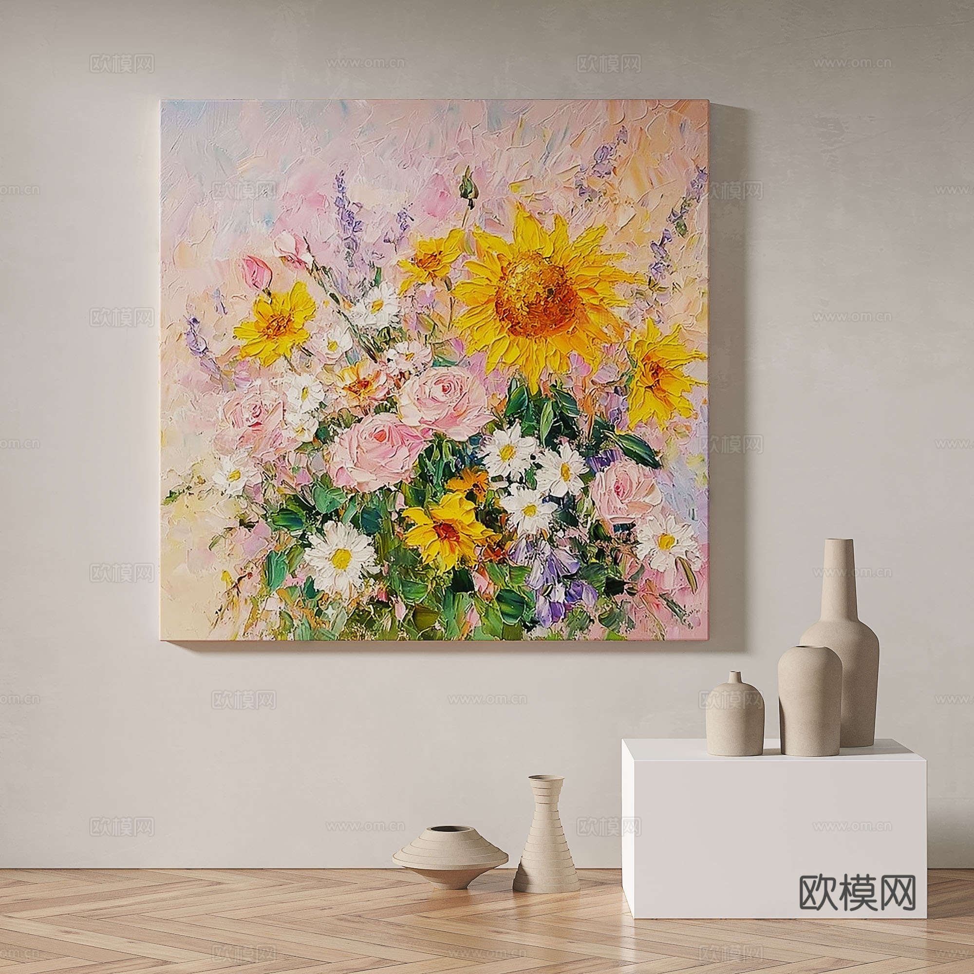 现代，奶油风，轻奢，肌理，油画，简约，装饰画3d模型下载