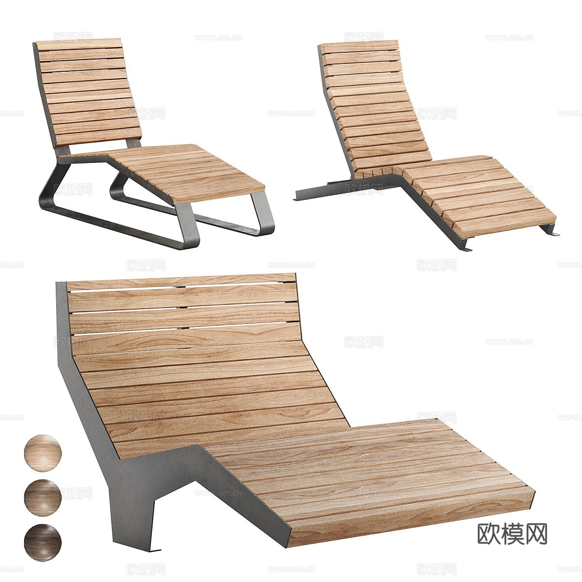 现代户外休闲椅 长椅 躺椅3d模型下载（渲染图1）