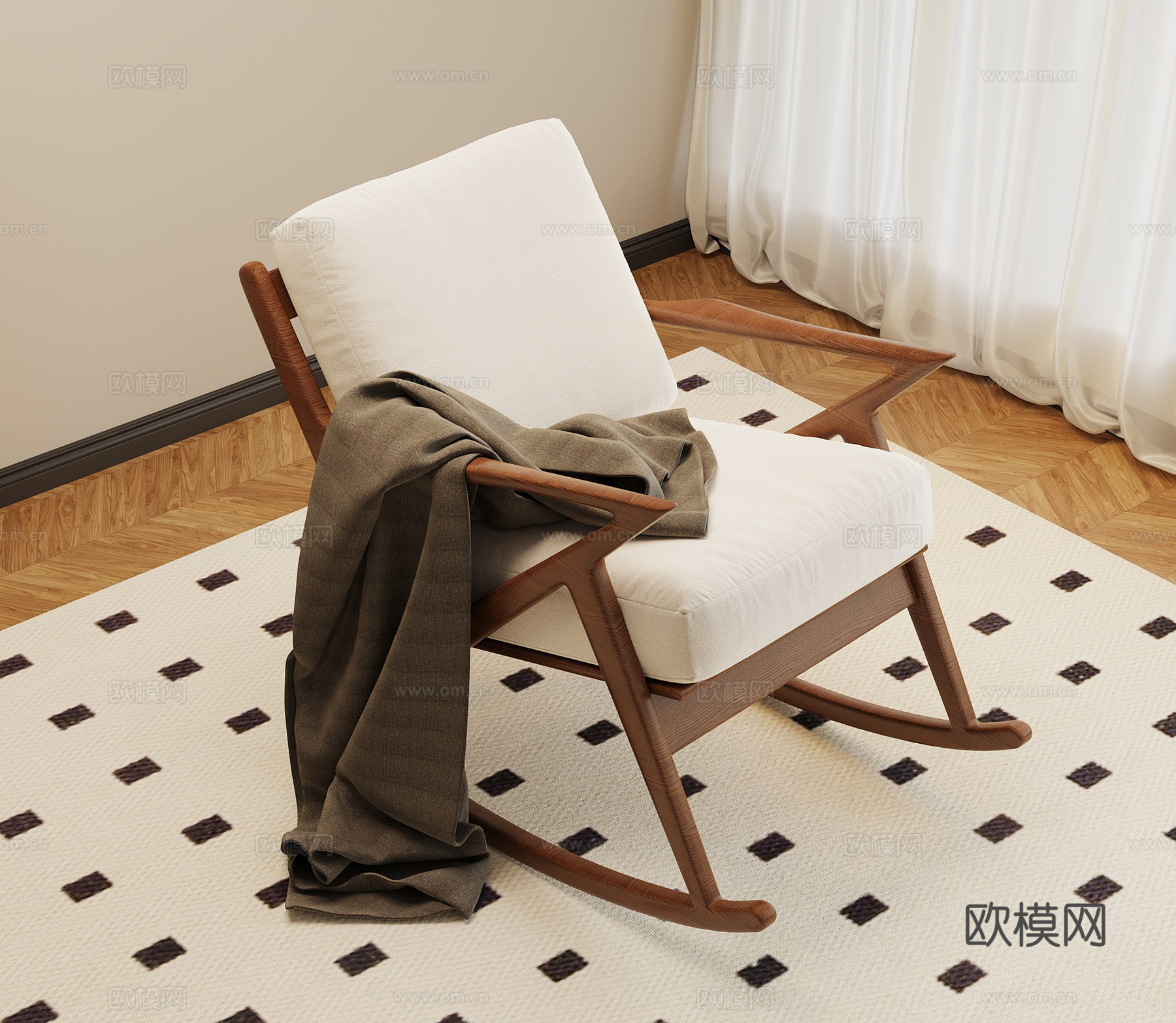 法式中古躺椅 休闲椅 摇椅3d模型下载