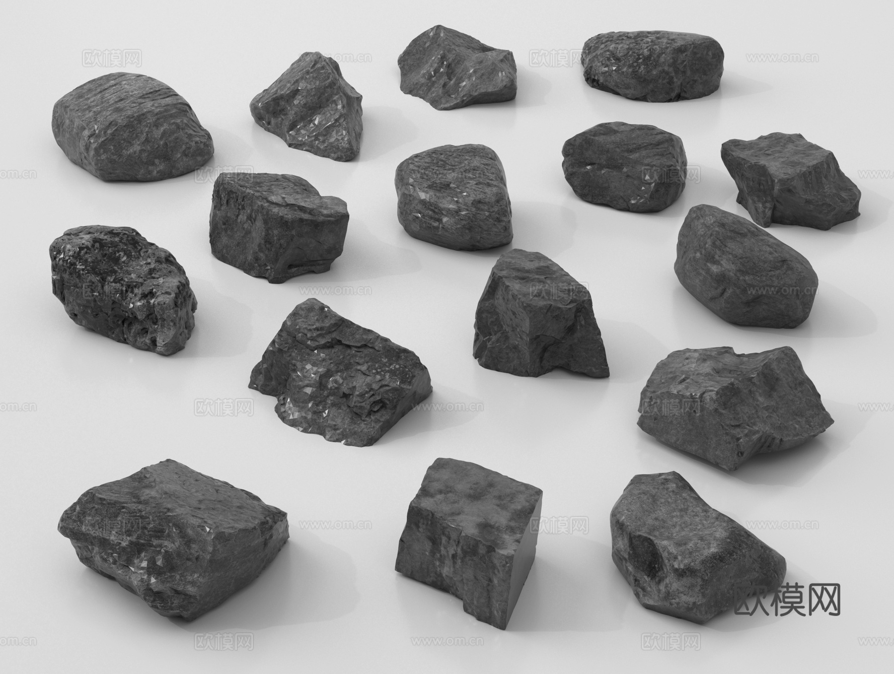 现代石头 石块 黑石头 景观石 庭院石头3d模型下载