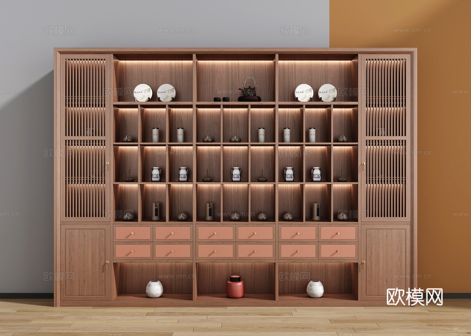 新中式茶柜3d模型下载