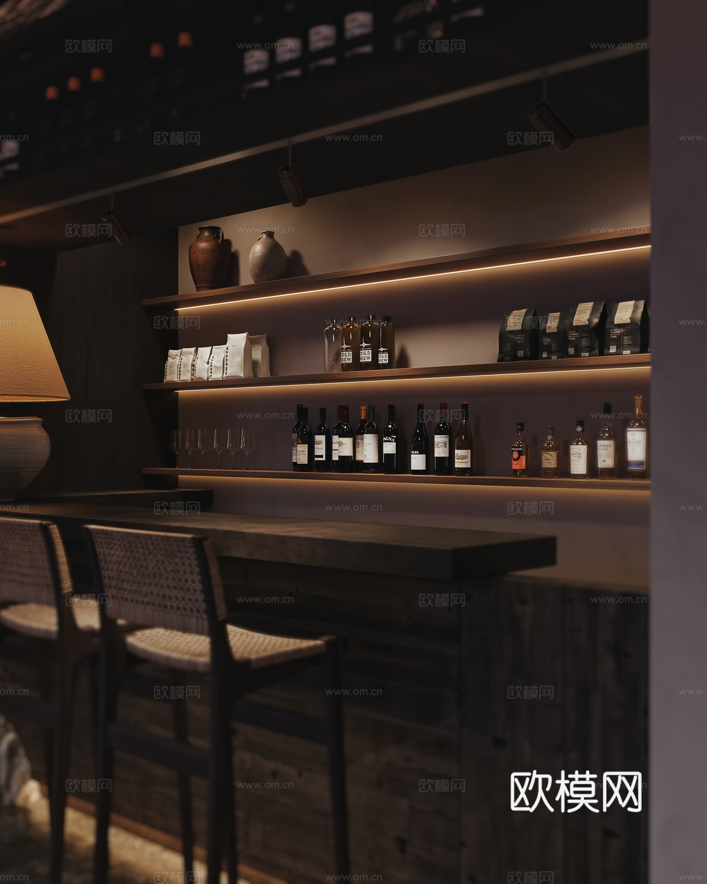 诧寂风酒吧3d模型下载（渲染图2）