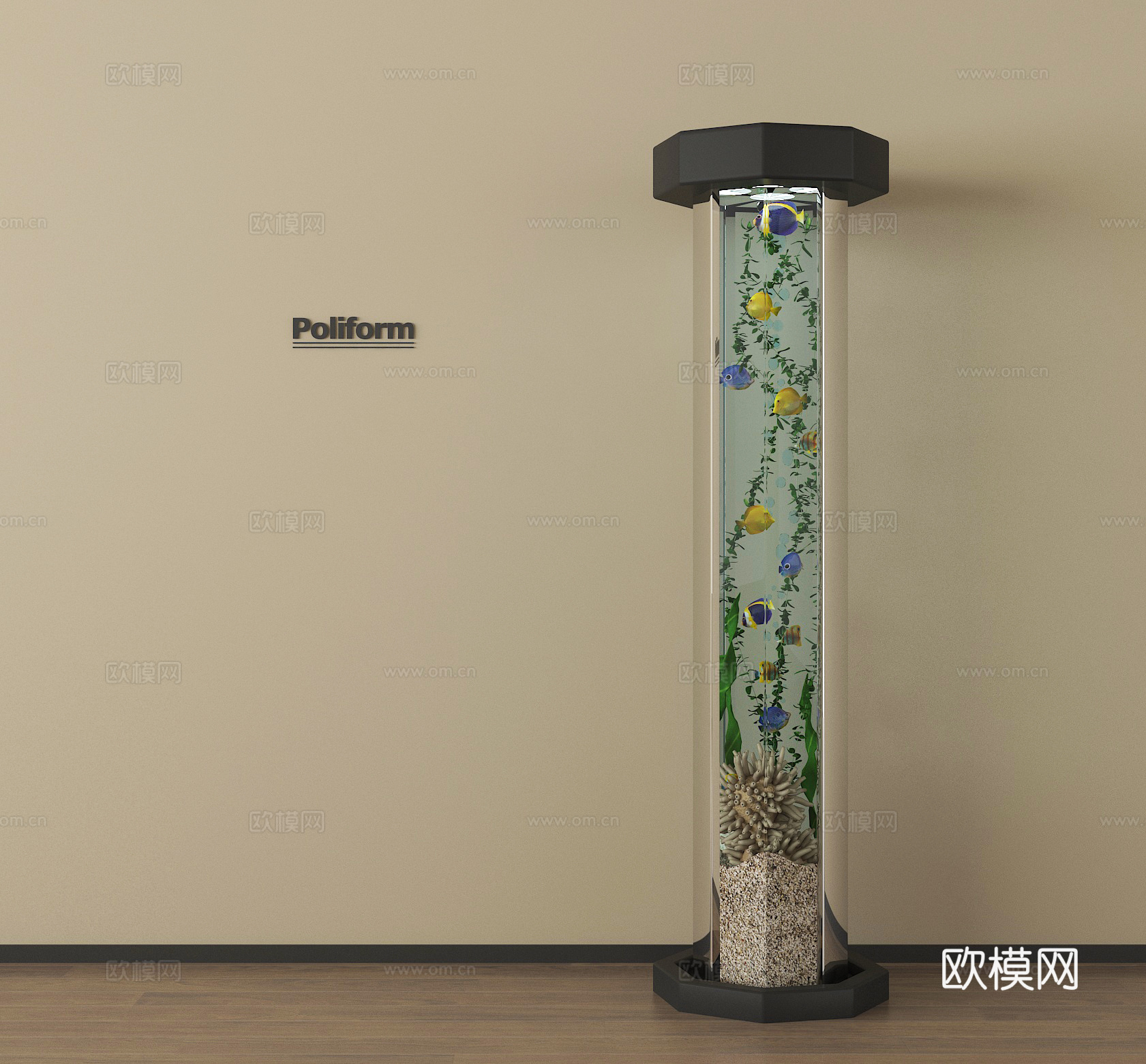 现代玻璃鱼缸 水族缸 观赏鱼su模型