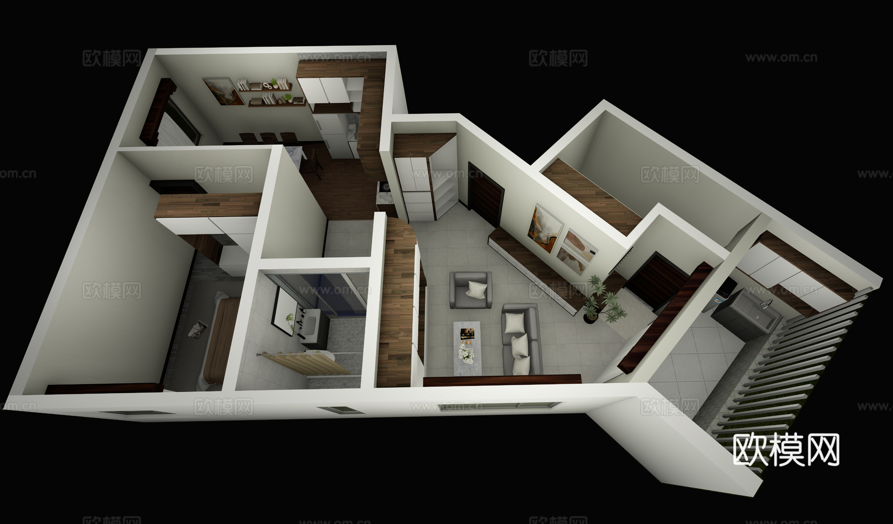 普通住宅中等户型su模型