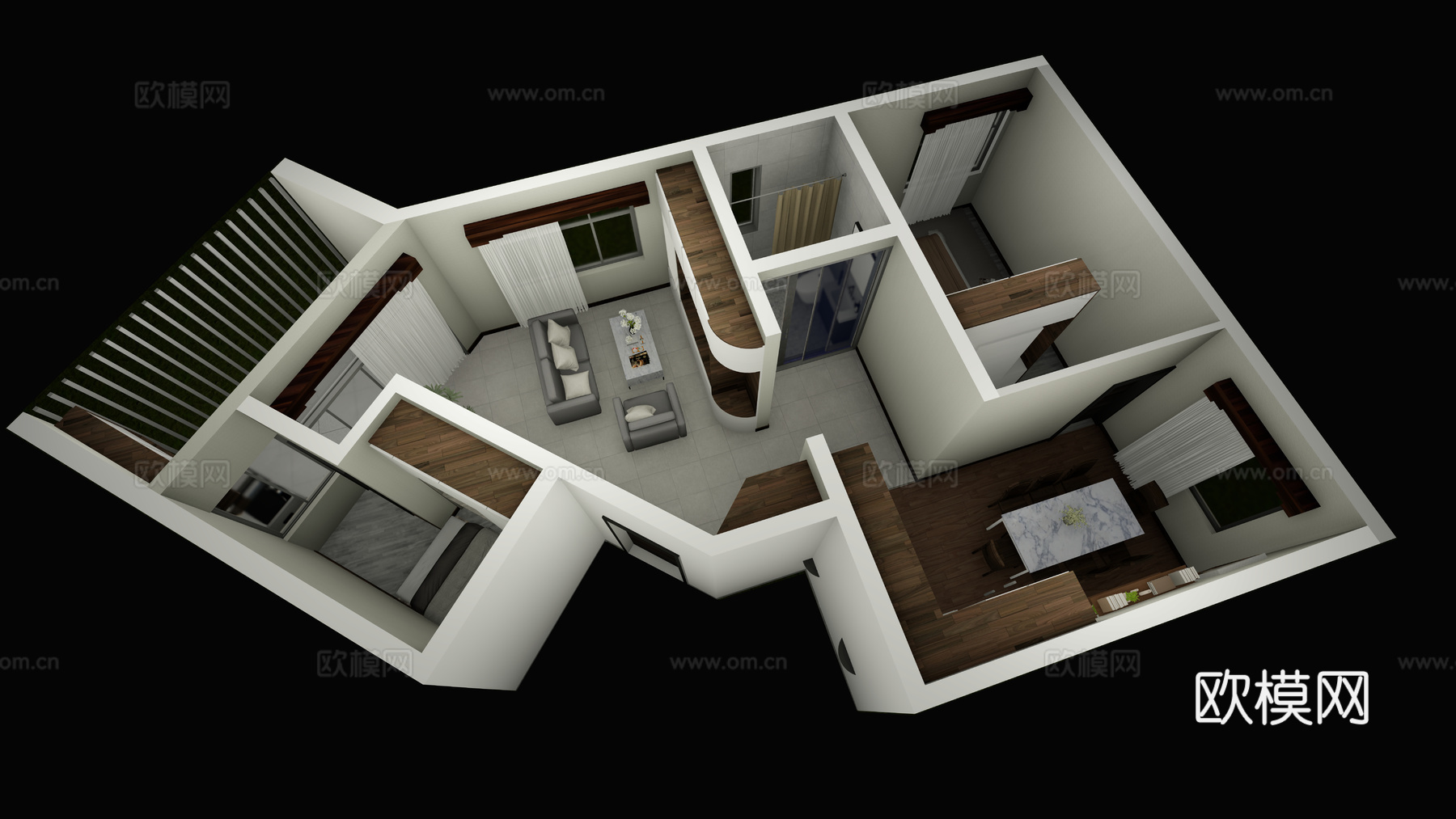 普通住宅中等户型su模型