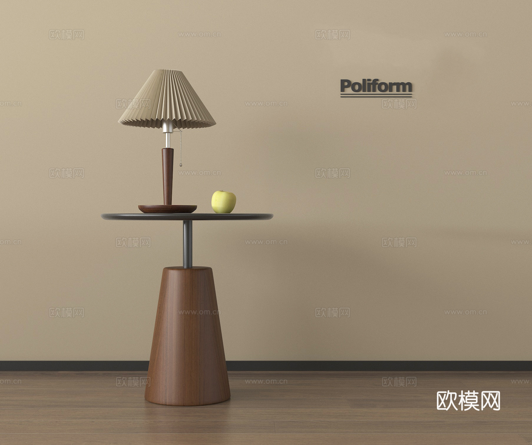 中古风边几 小圆几 台灯su模型