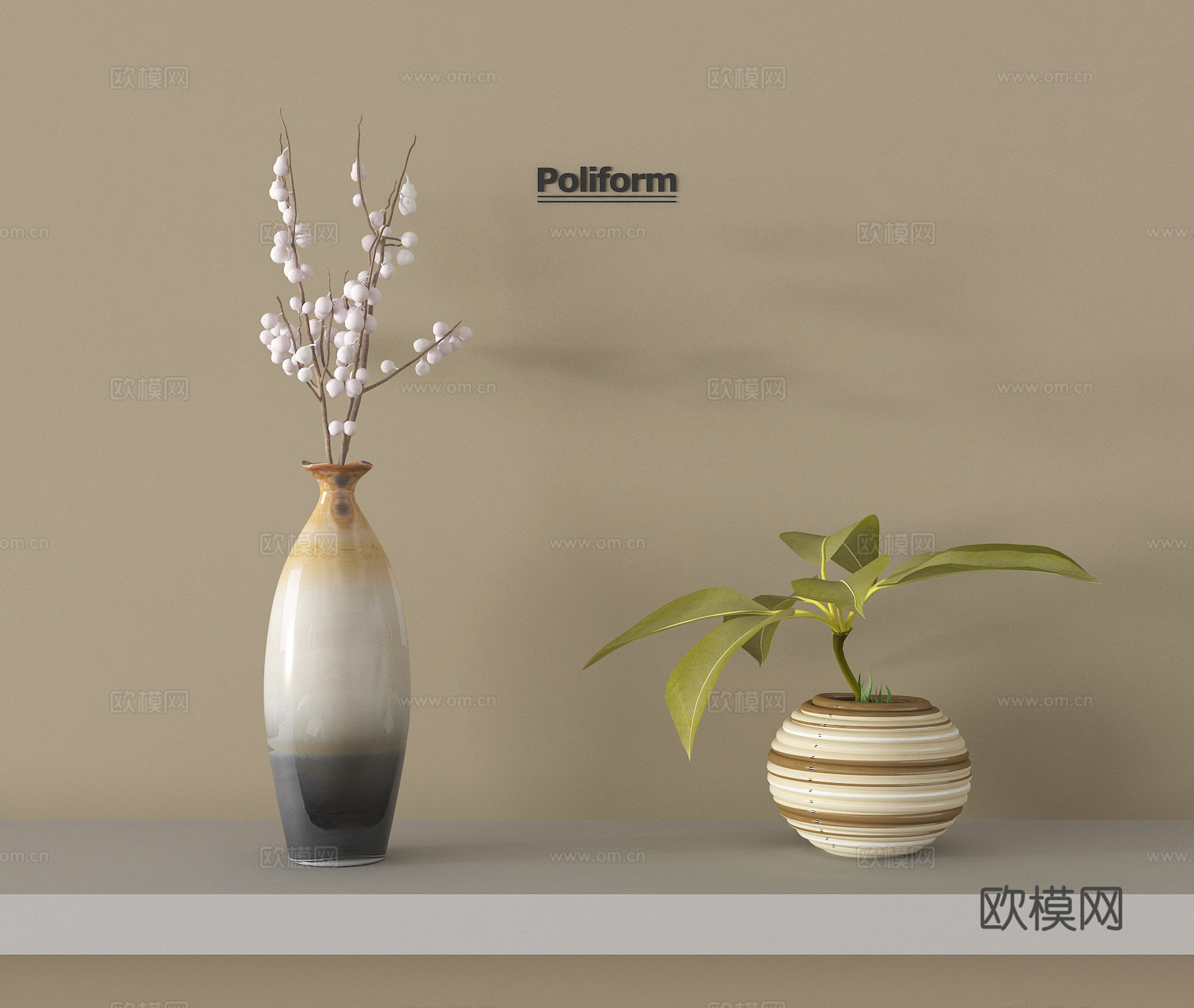 中古风花瓶 花瓶 花艺su模型