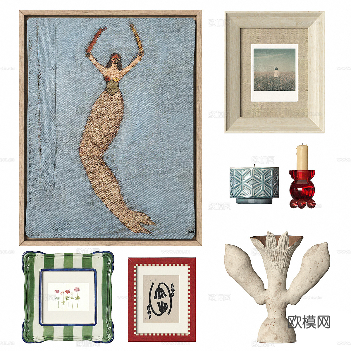 新古典中古风饰品摆件组合3d模型下载（渲染图3）