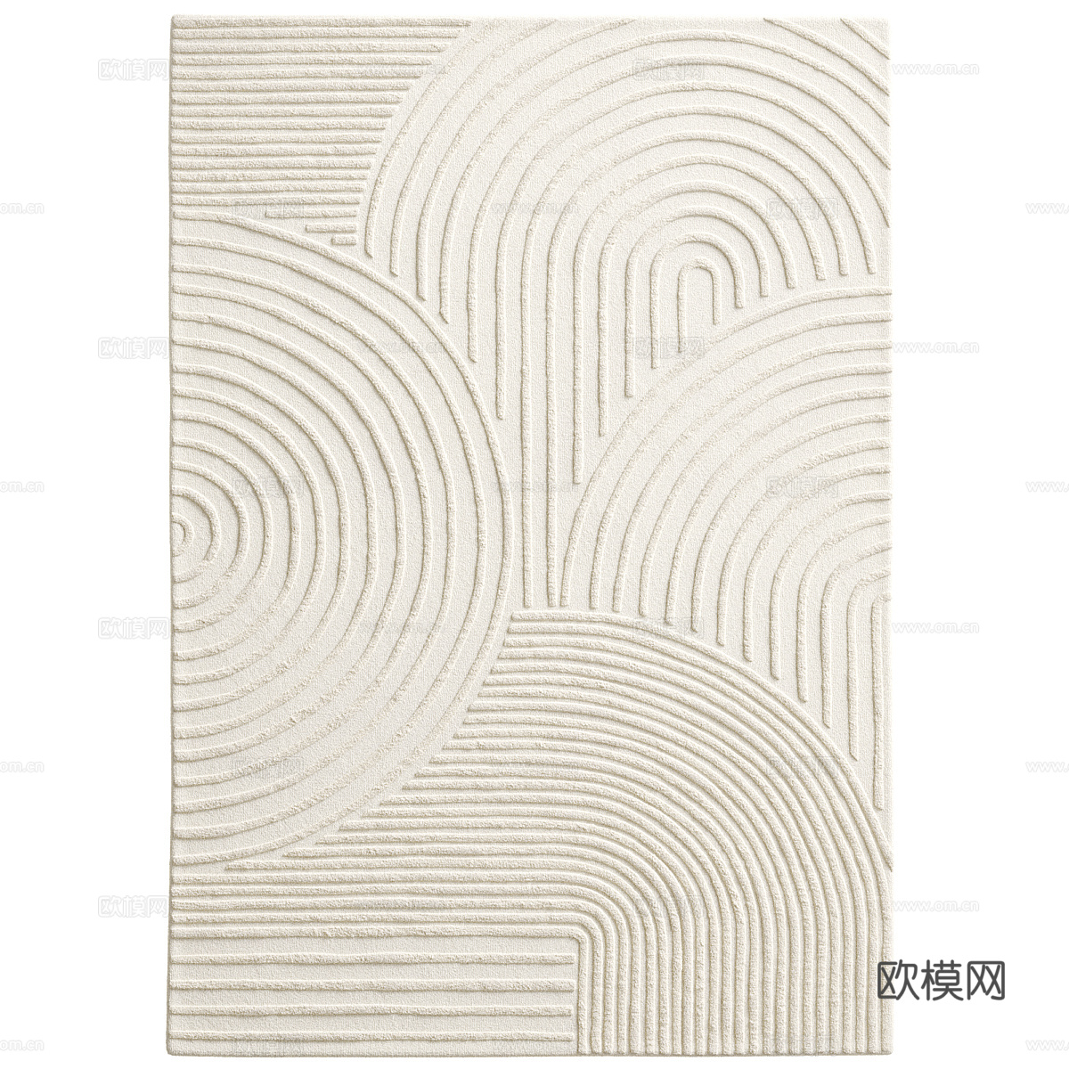 现代奶油风布艺地毯 羊毛地毯3d模型下载（渲染图2）