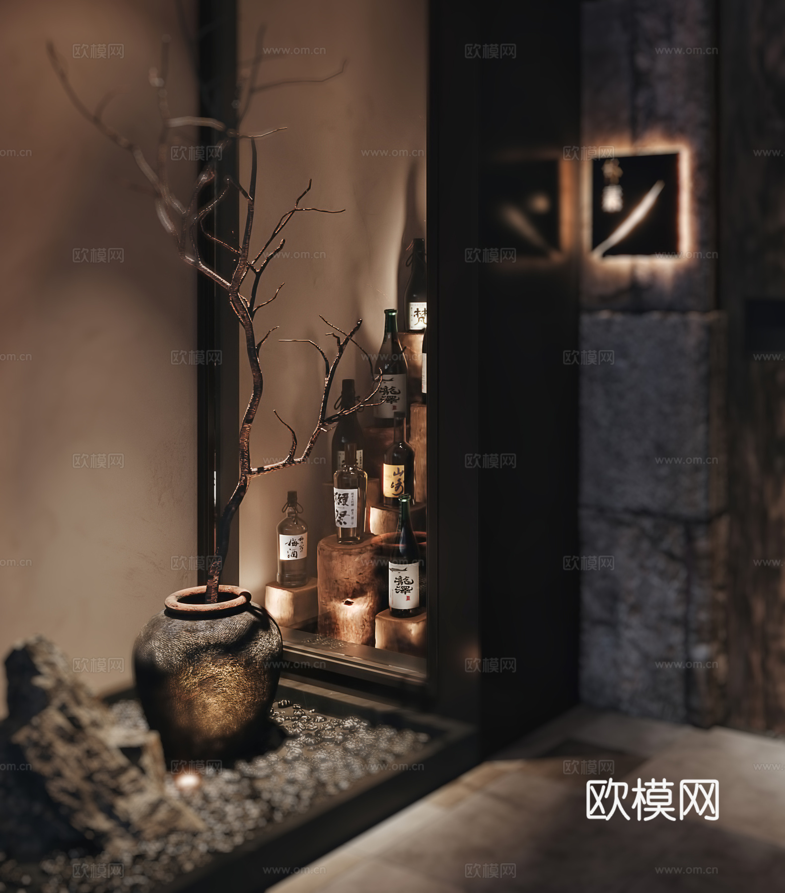 诧寂风酒吧门头3d模型下载（渲染图2）