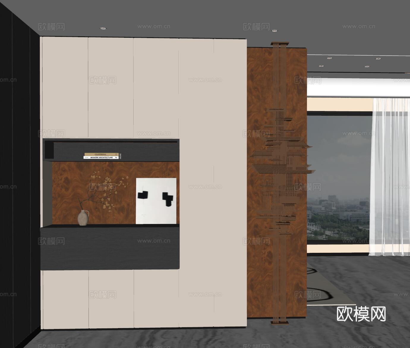 现代入户玄关 装饰玄关 玄关背景 玄关隔断 玄关装饰柜su模型