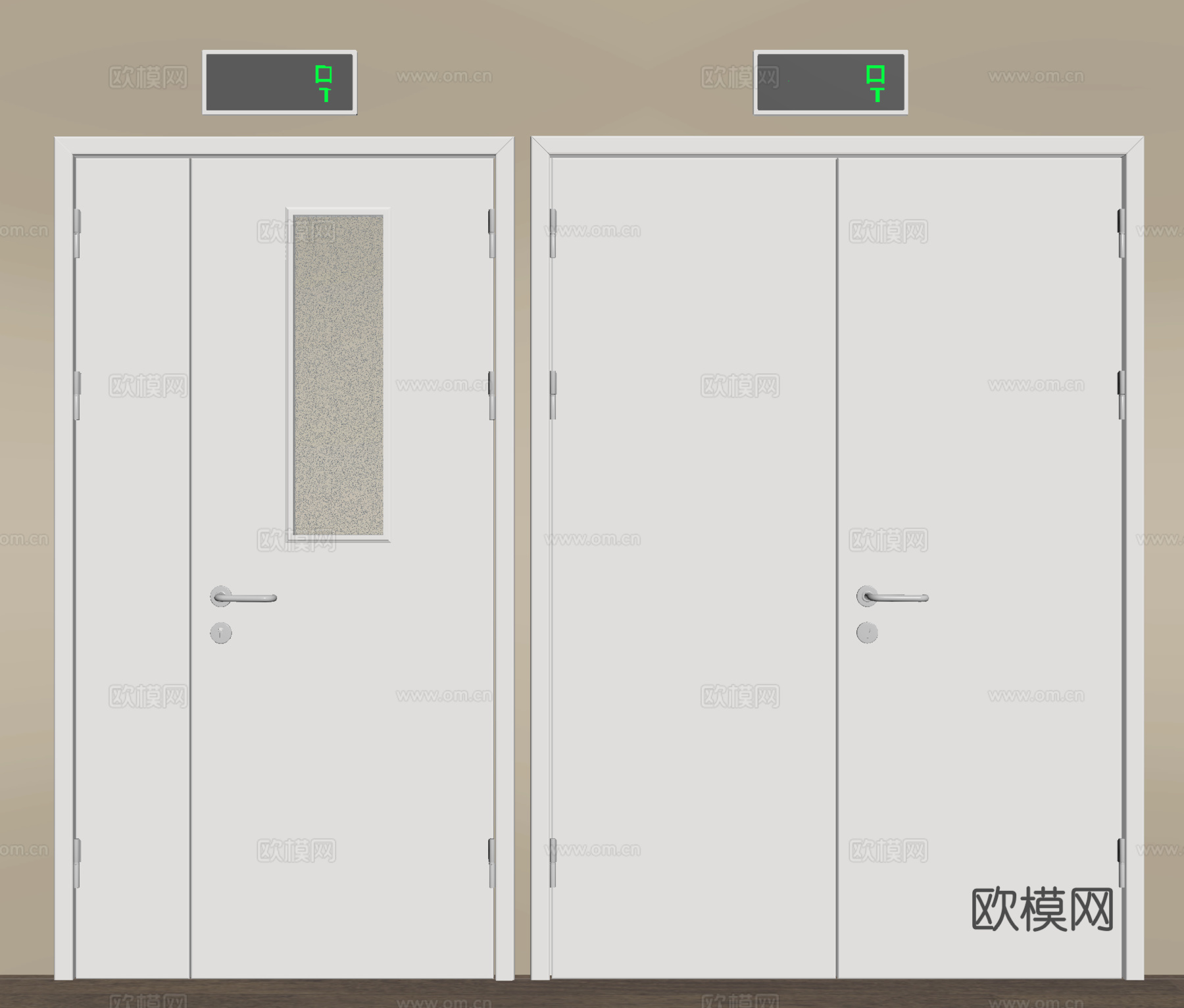 现代消防门 防火门 安全出口su模型