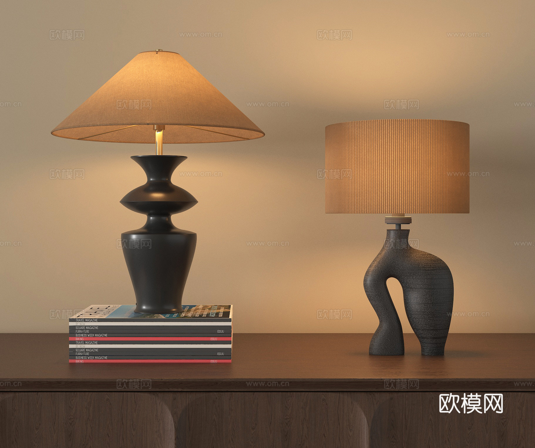 中古风台灯 床头台灯3d模型下载