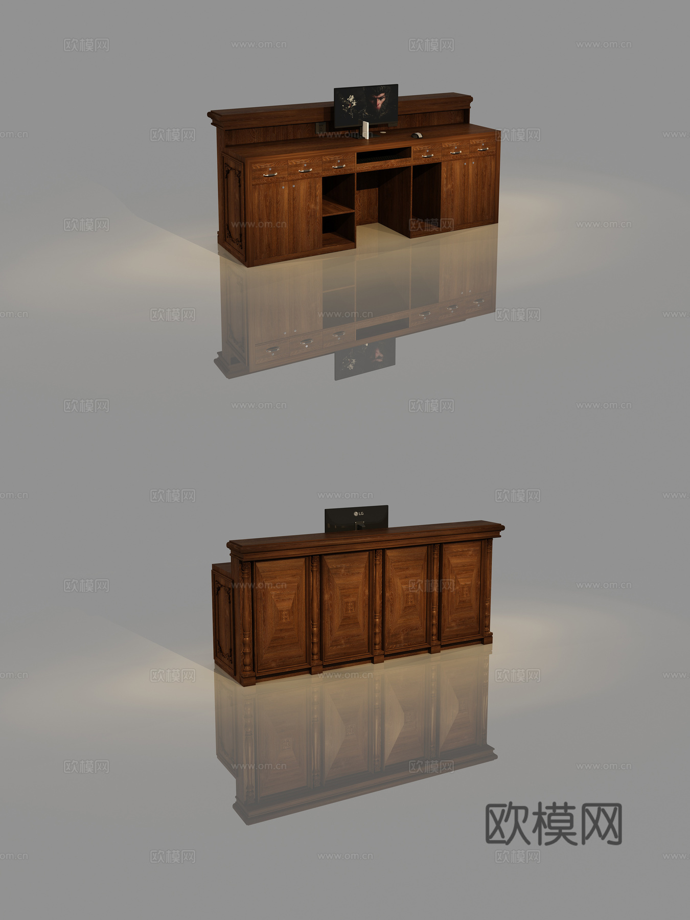 中古风吧台3d模型下载（渲染图4）