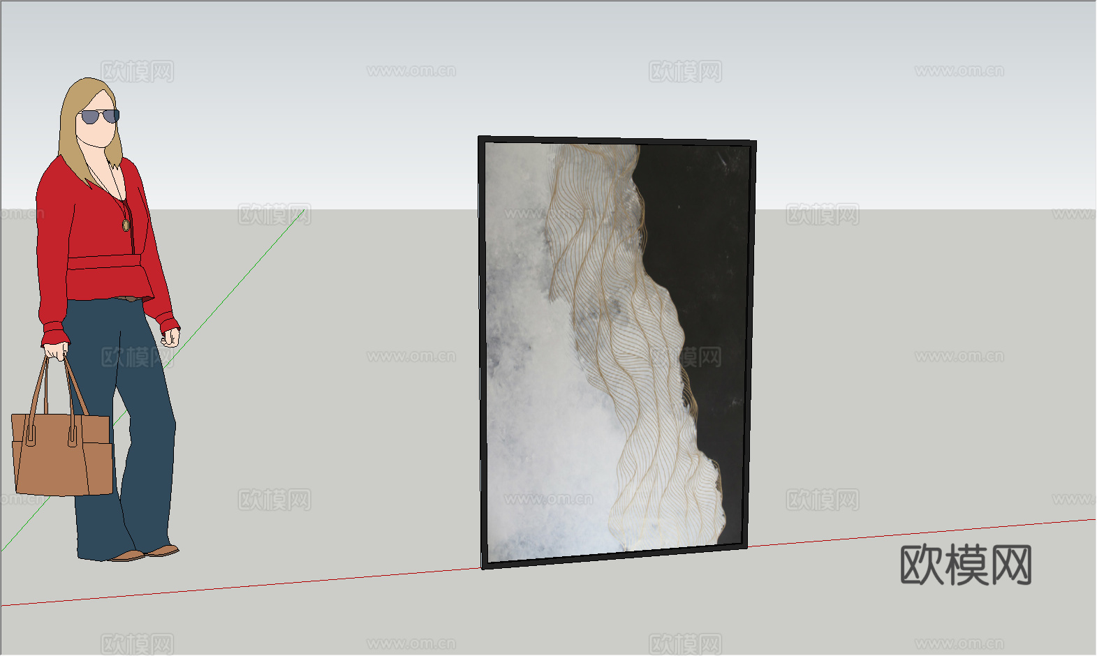 新中式挂画su模型
