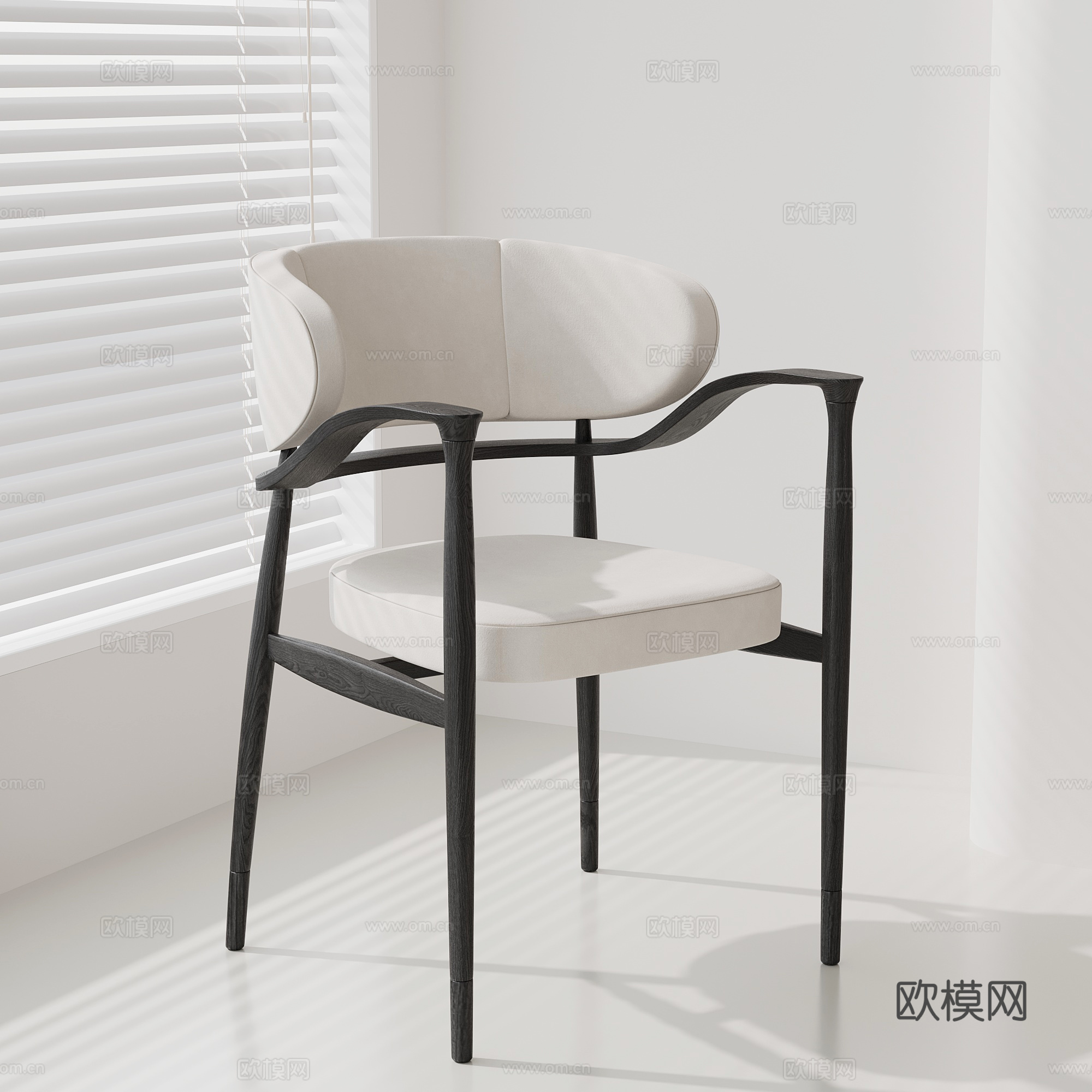 现代中古餐椅 休闲椅 椅子 单椅su模型