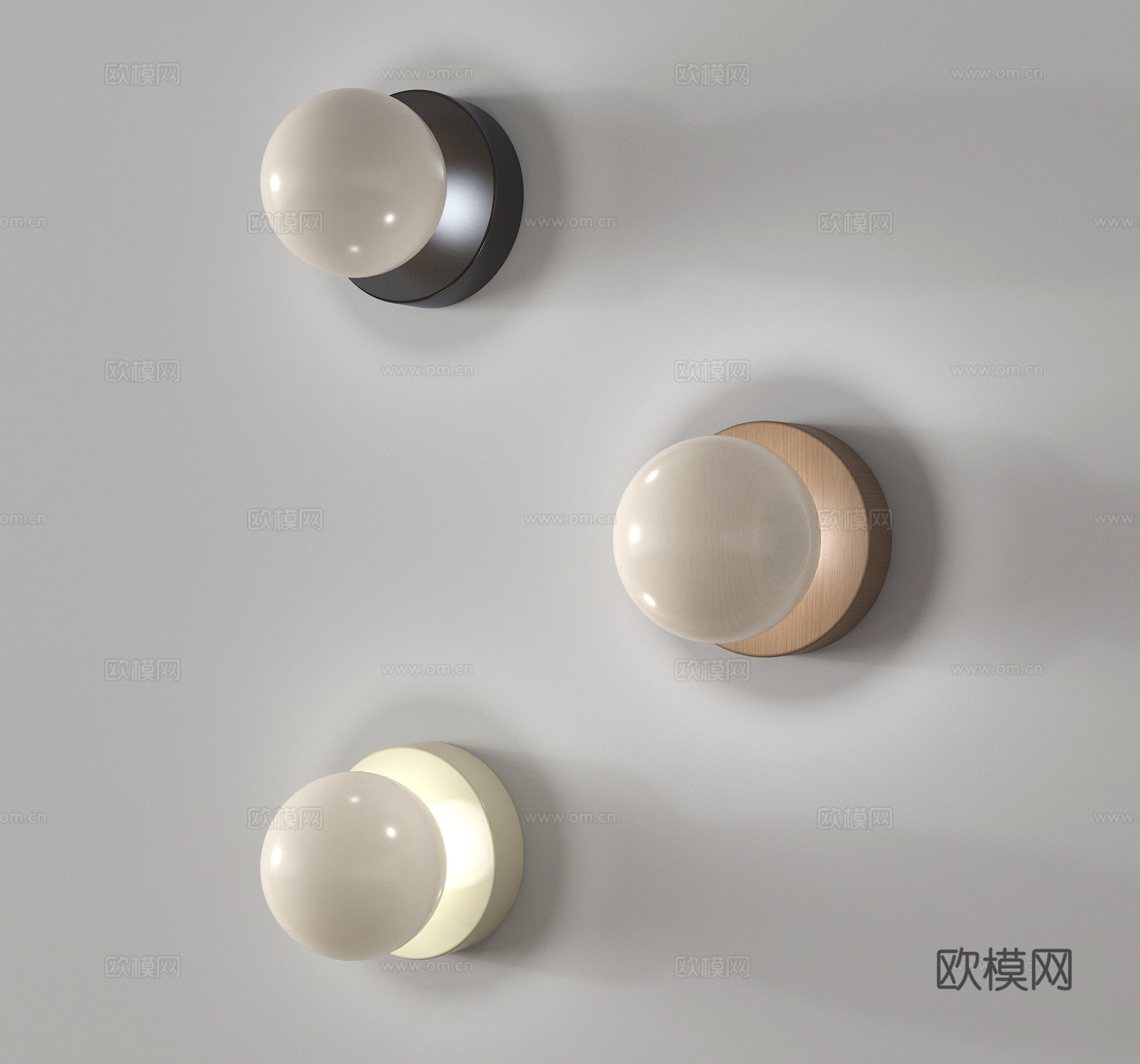 法式中古壁灯 球型壁灯su模型