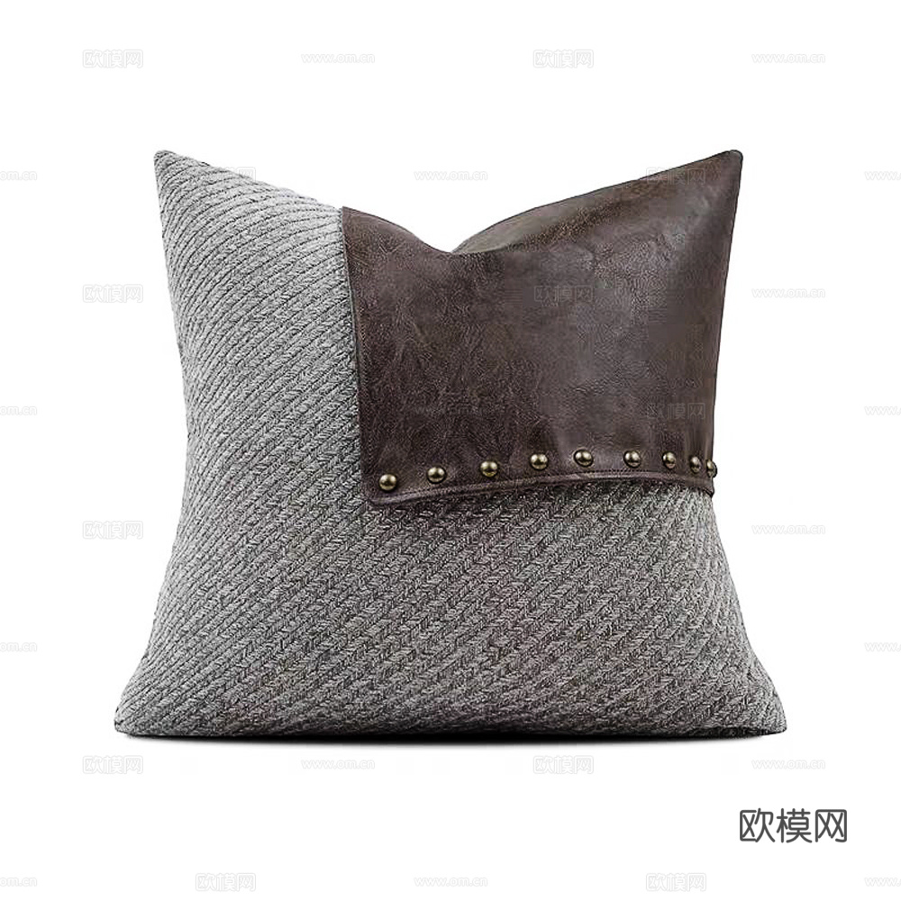 现代抱枕 枕头 皮革抱枕 拼接抱枕