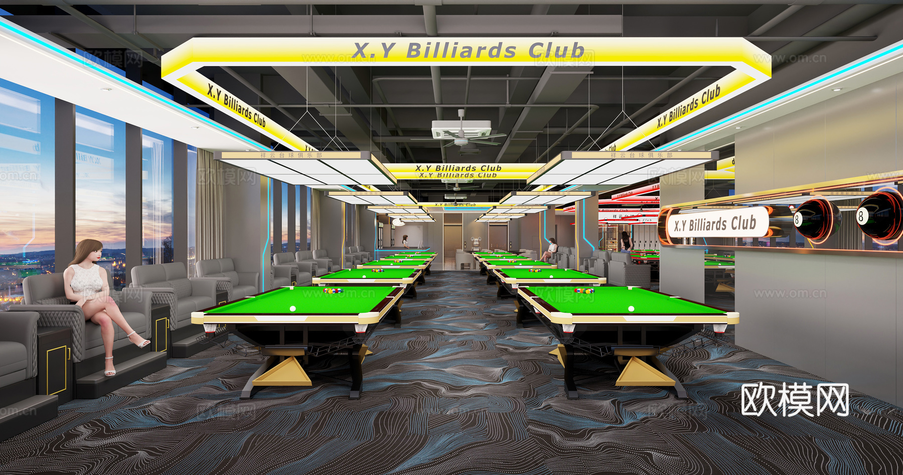 台球厅3d模型下载（渲染图2）