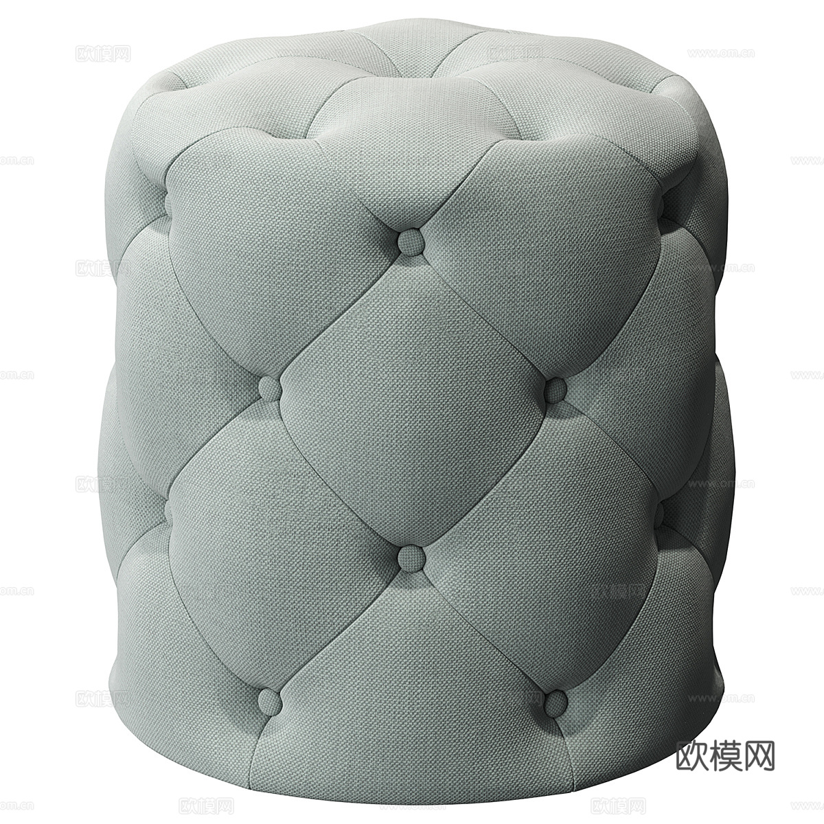 美式简约簇绒软垫装饰凳3d模型下载（渲染图2）