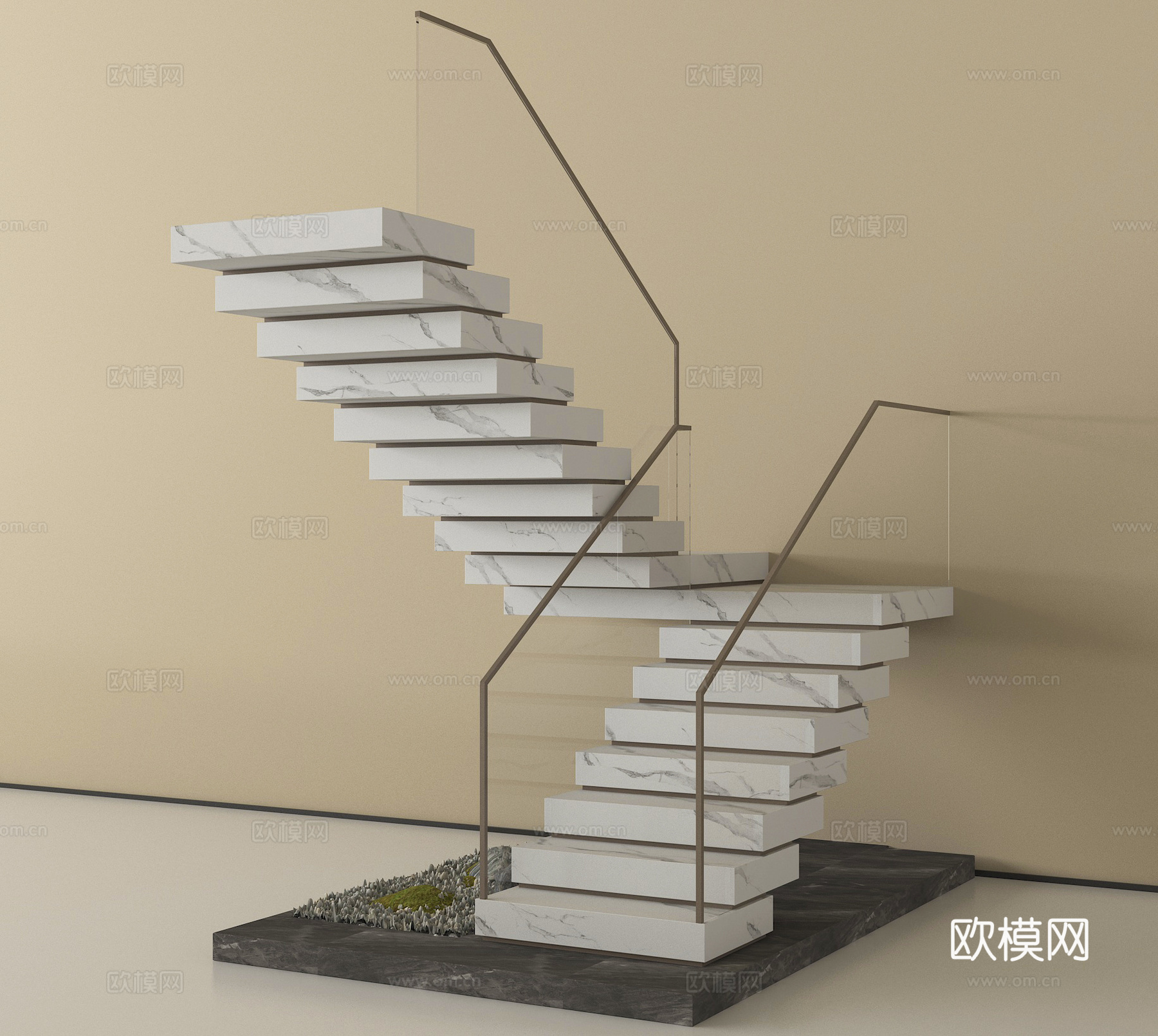 现代楼梯 扶手楼梯 玻璃楼梯su模型