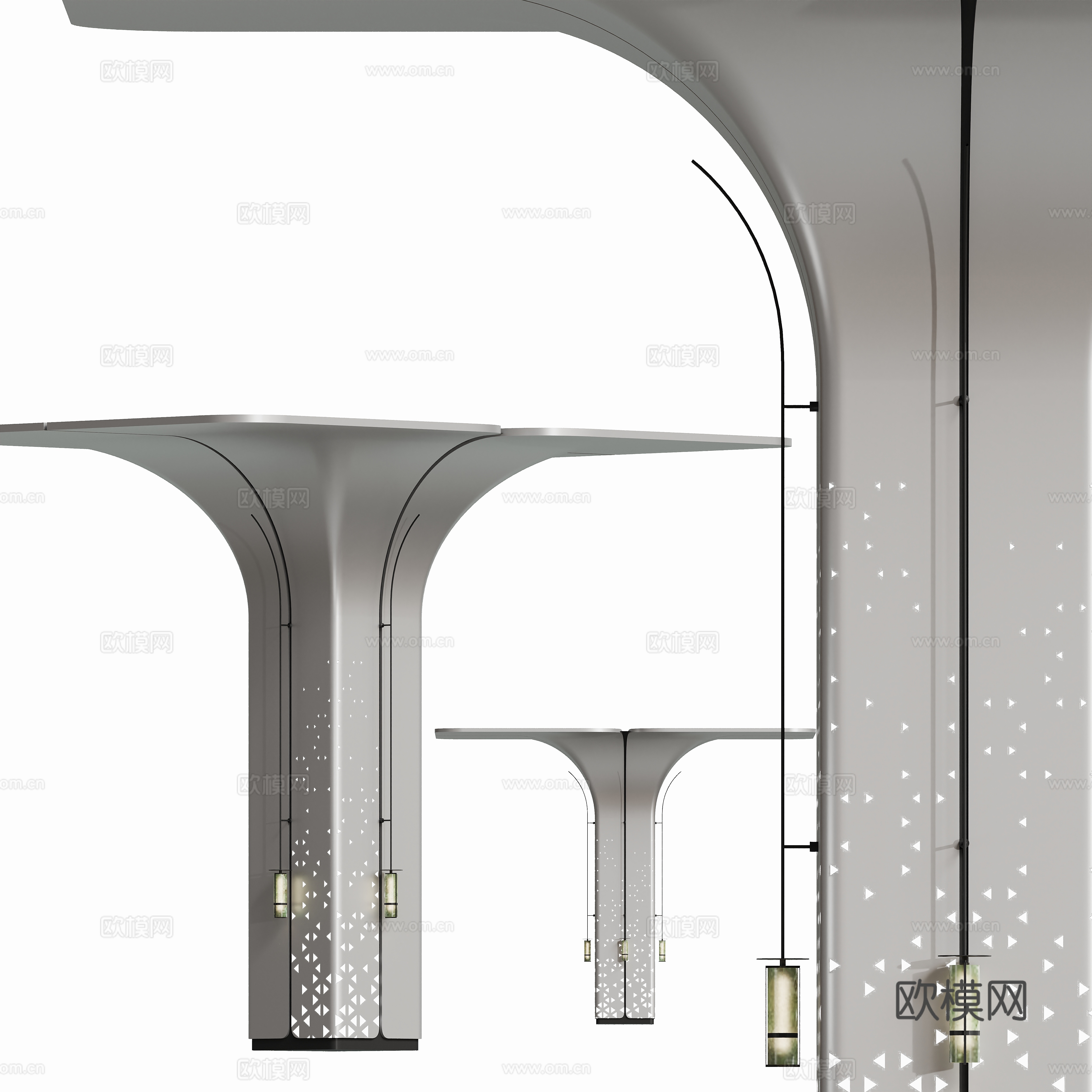 现代商场酒店装饰柱子su模型