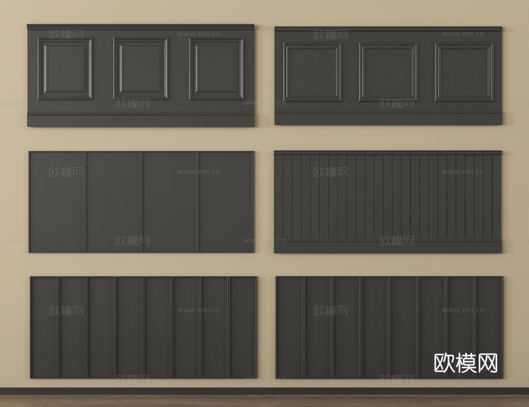 法式护墙板 护墙板 墙裙3d模型下载