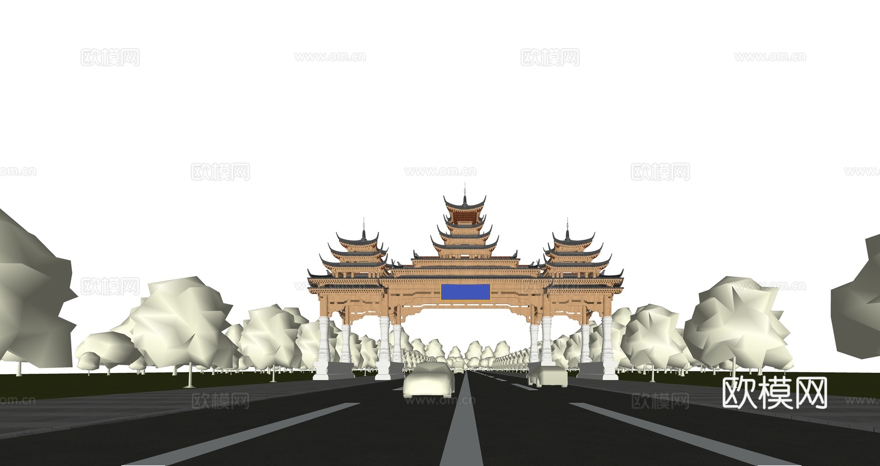 牌坊  公园入口su模型