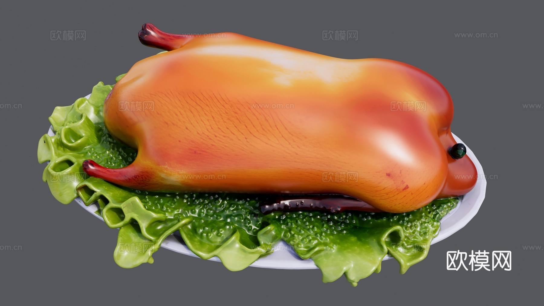 一盘油亮亮的烤鸭su模型