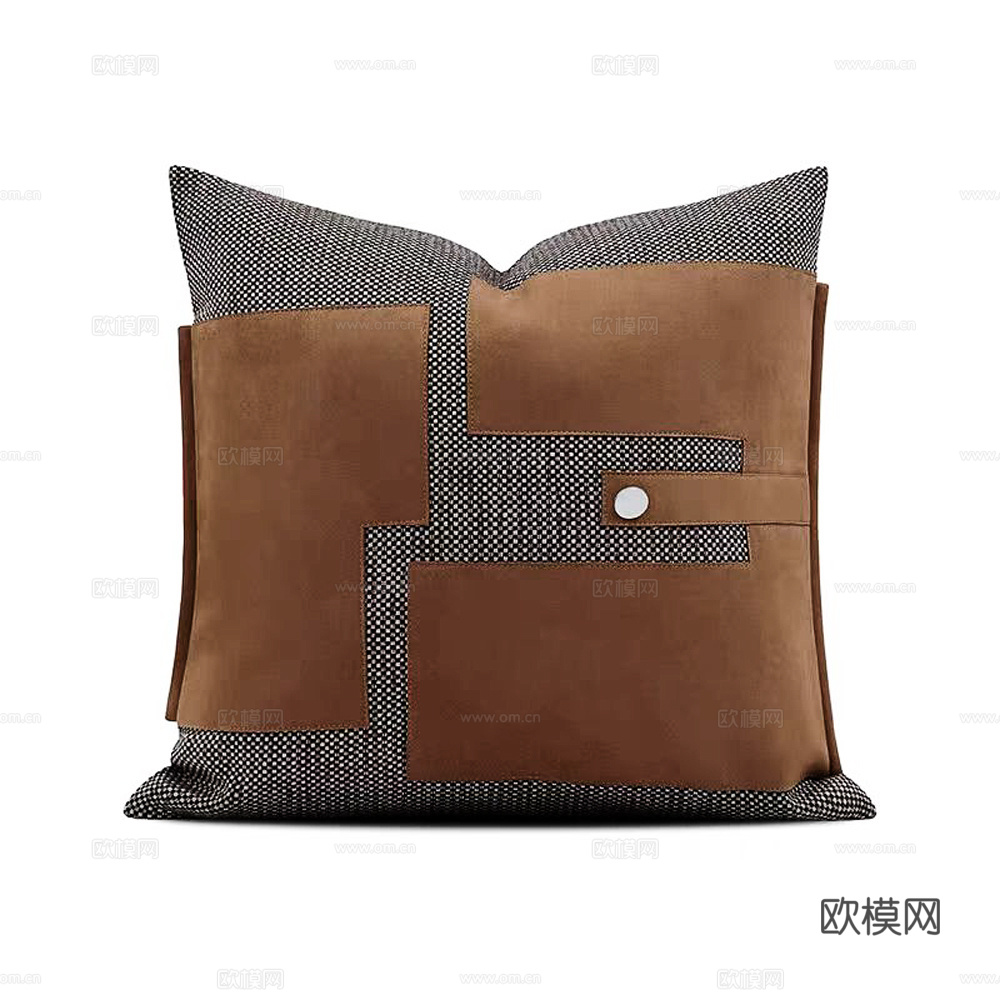 现代抱枕 枕头 皮革抱枕 拼接抱枕