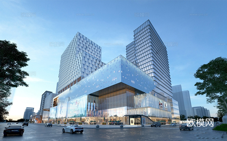 现代商业综合体 商场建筑 商城 办公楼建筑su模型