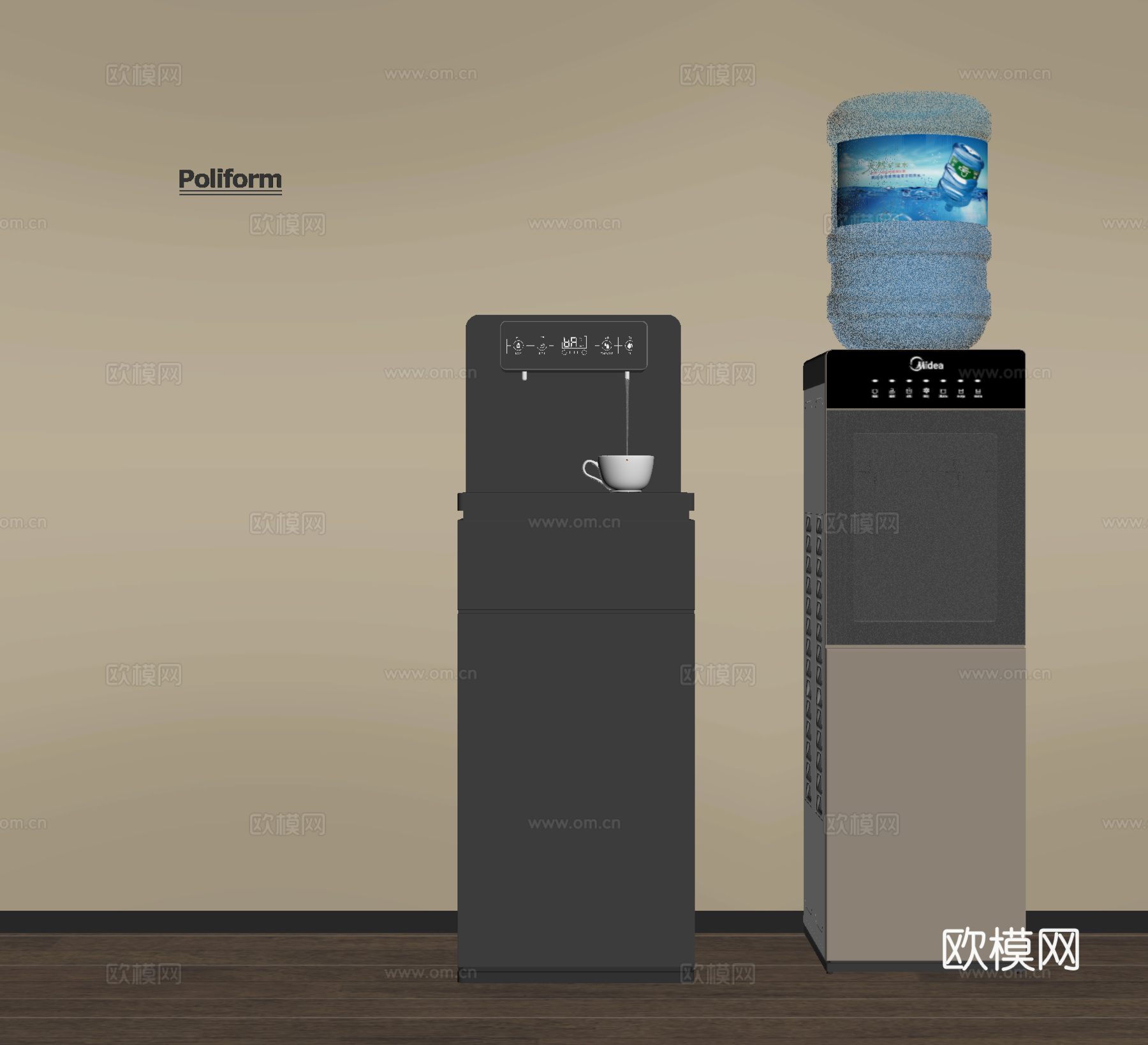 现代饮水机 直饮机 桶装水 立式饮水机su模型