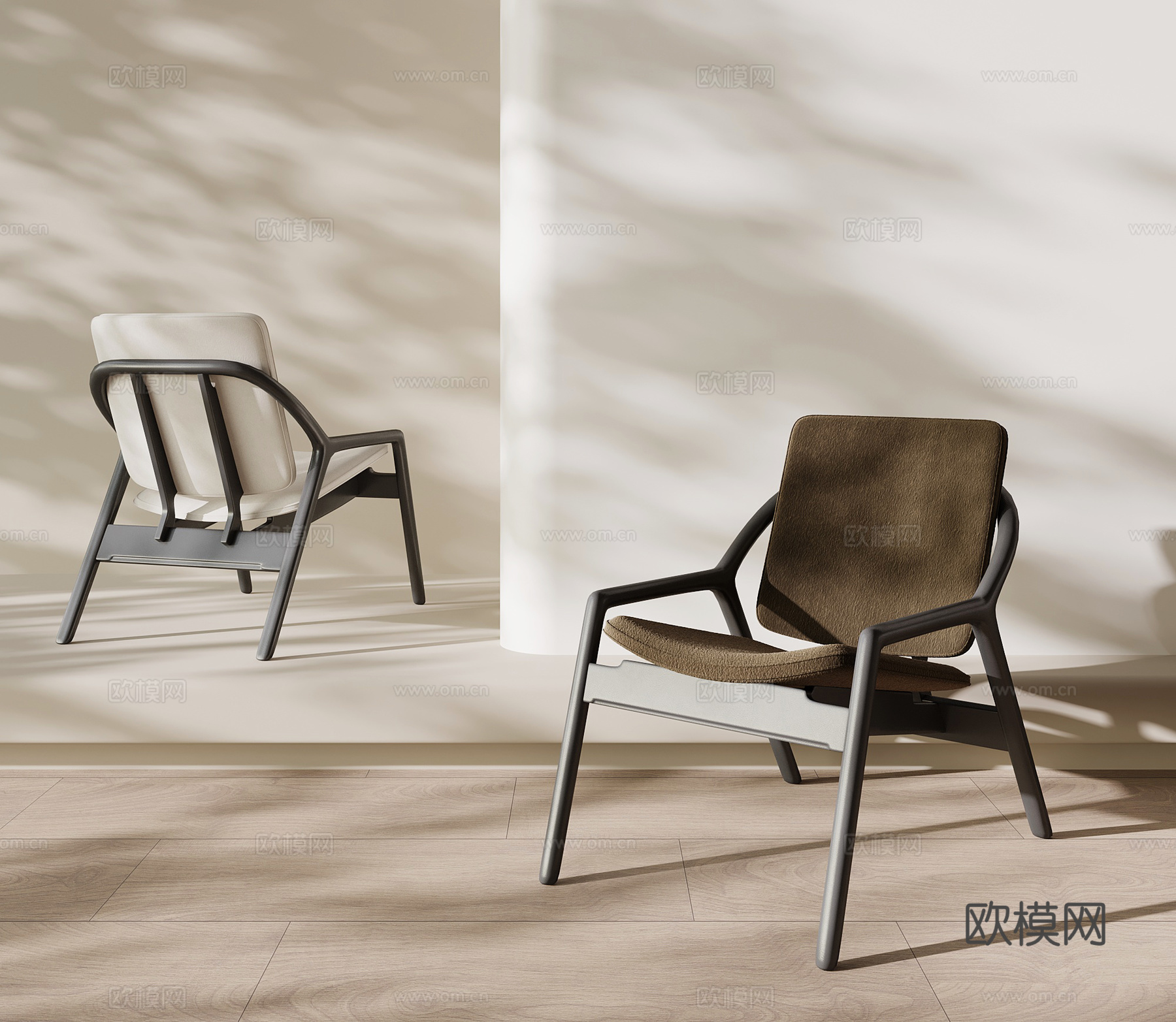 美式中古休闲椅3d模型下载