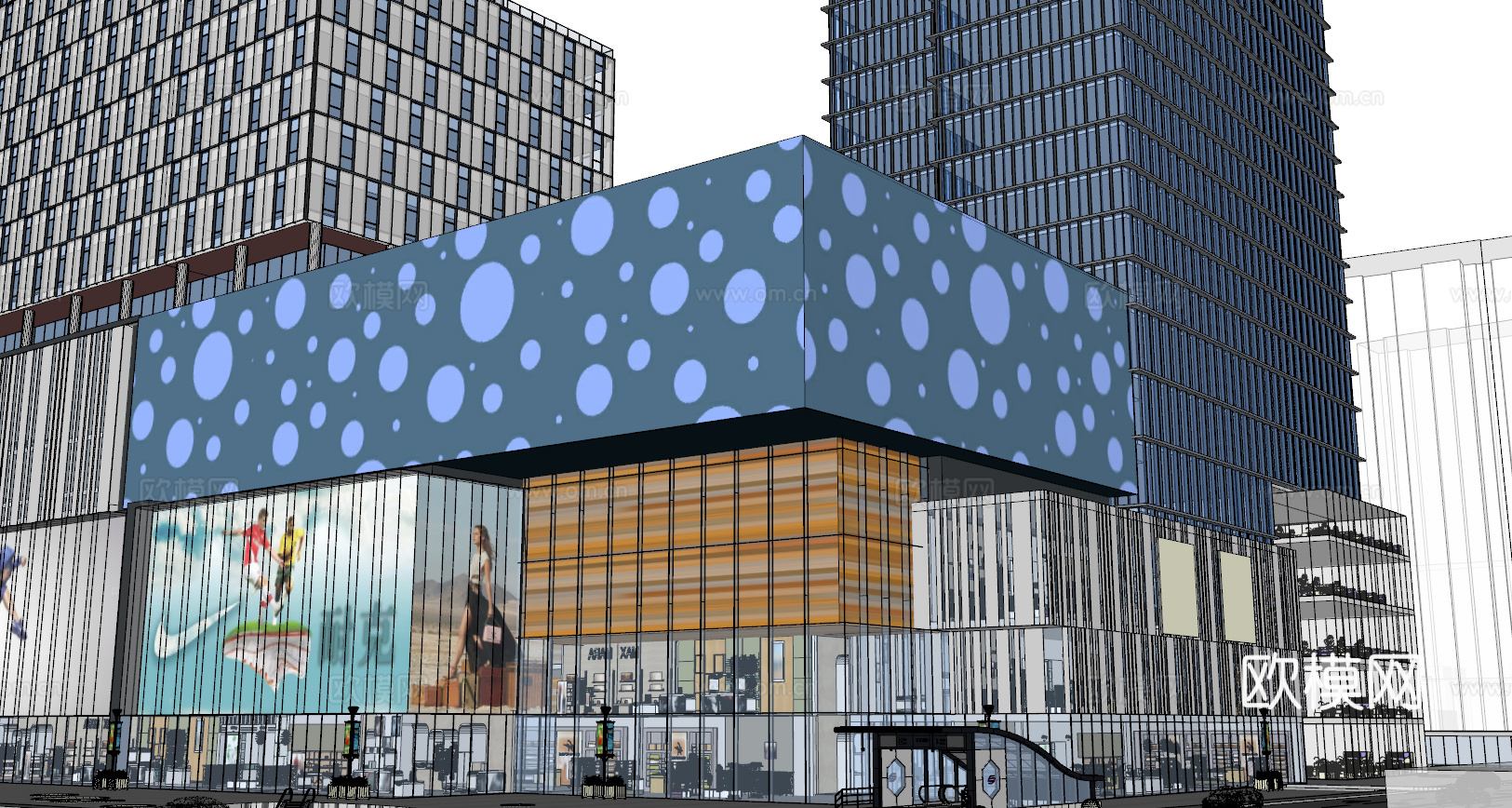 现代商业综合体 商场建筑 商城 办公楼建筑su模型