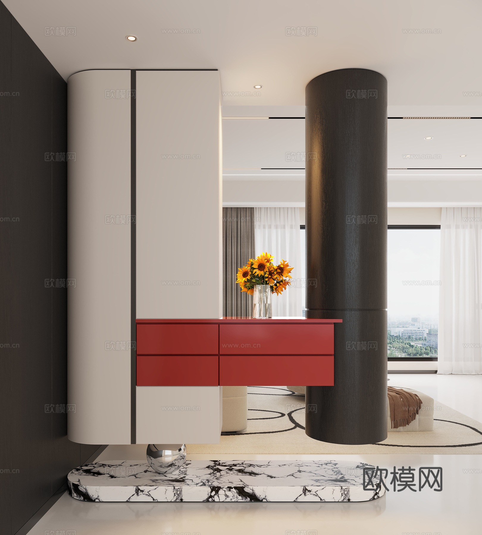 现代入户玄关 装饰玄关 玄关背景 玄关隔断 玄关装饰柜su模型