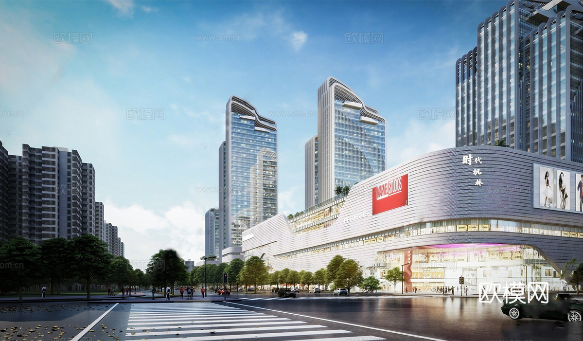 现代商业综合体 商场建筑 商城 办公楼建筑su模型