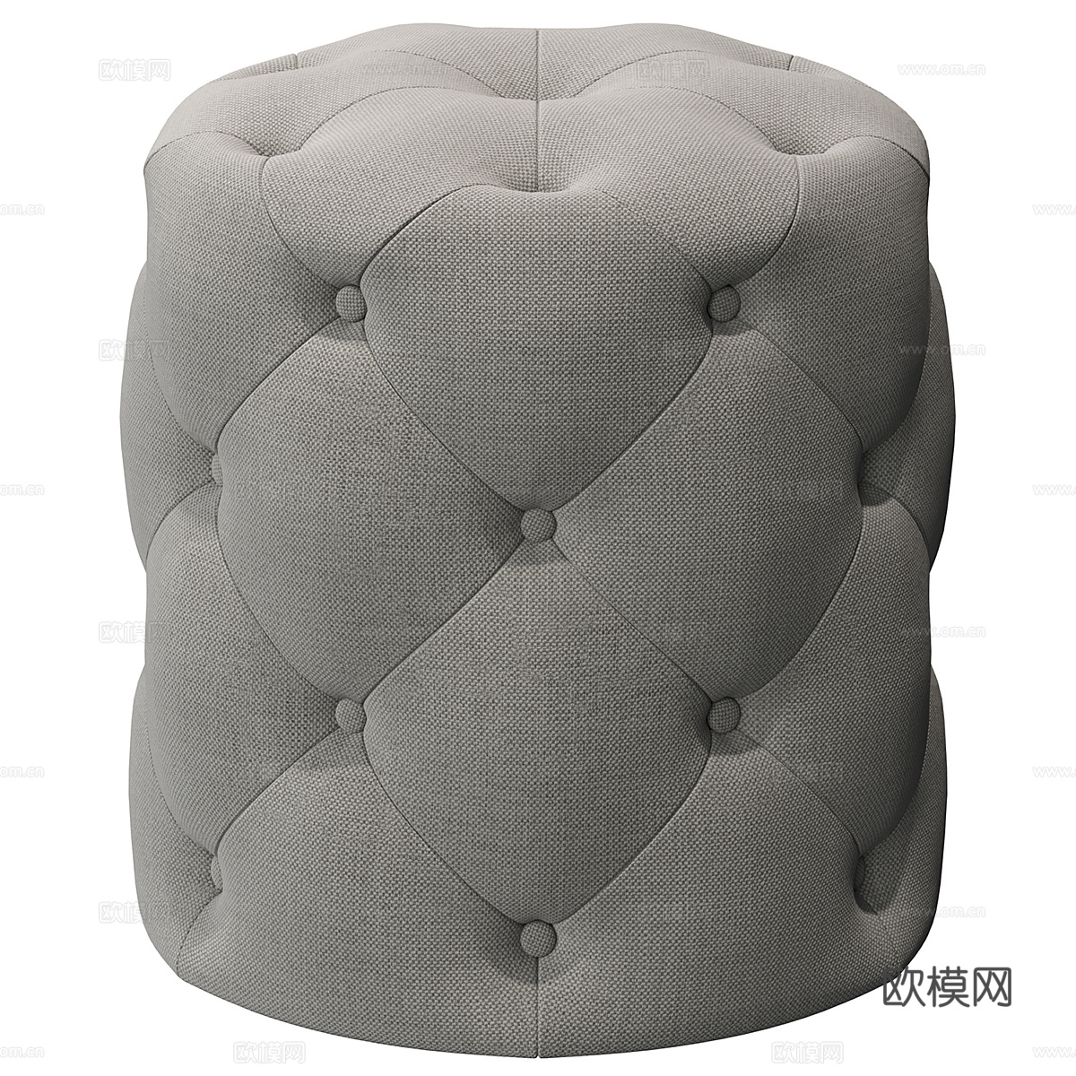 美式简约簇绒软垫装饰凳3d模型下载（渲染图4）