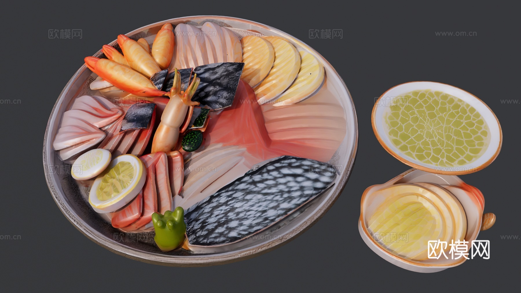 海鲜生鱼片拼盘组合菜品su模型