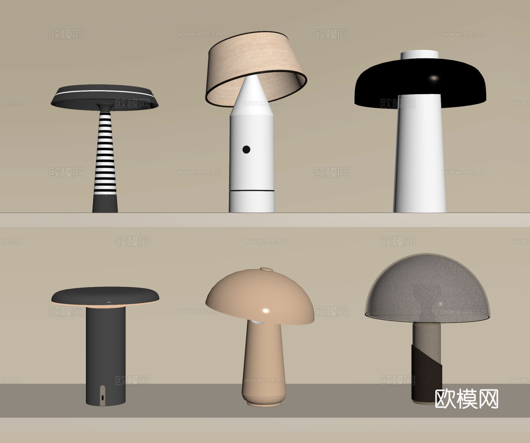 现代轻奢台灯 床头台灯 阅读台灯su模型