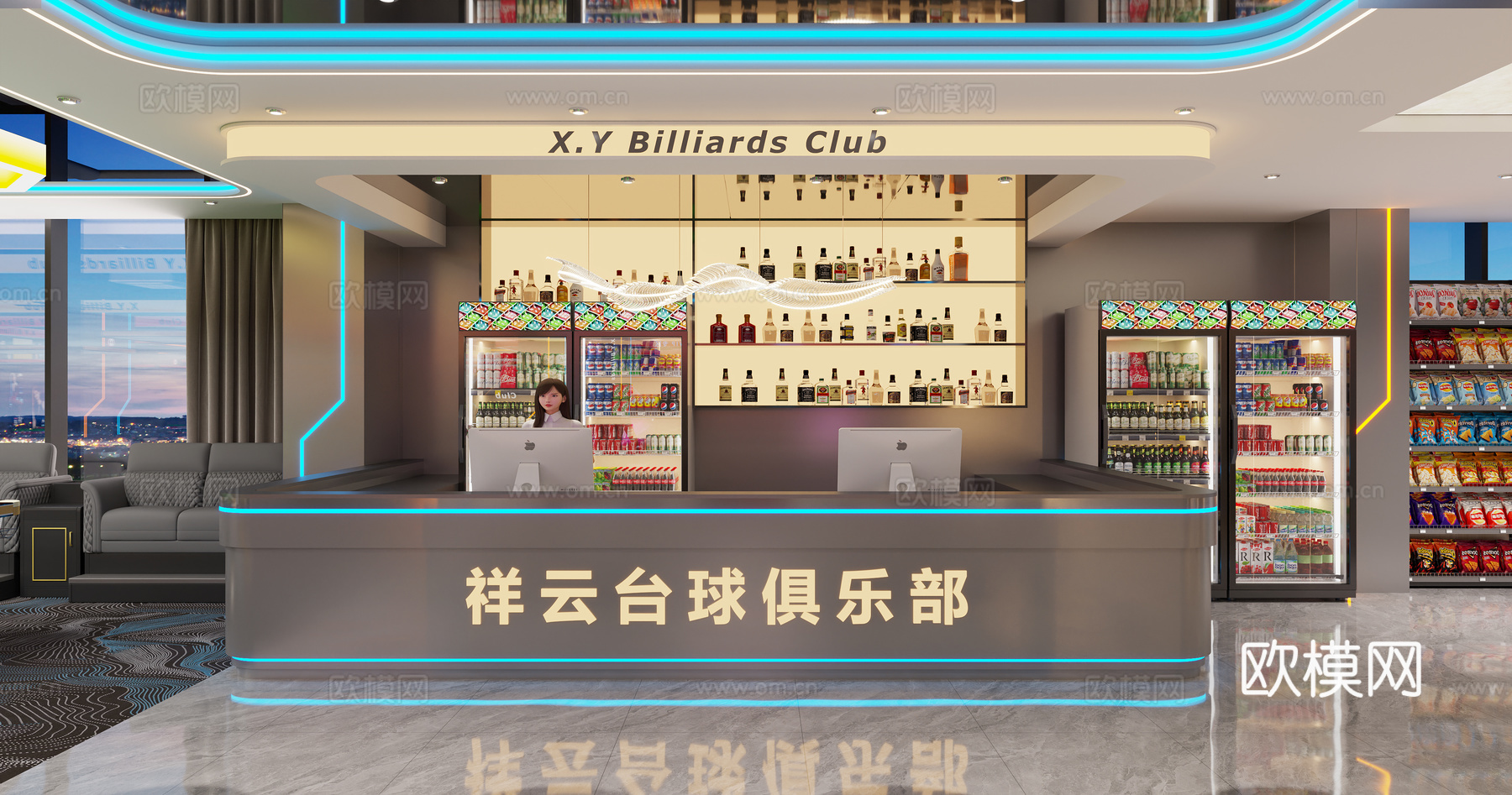 台球厅3d模型下载（渲染图3）