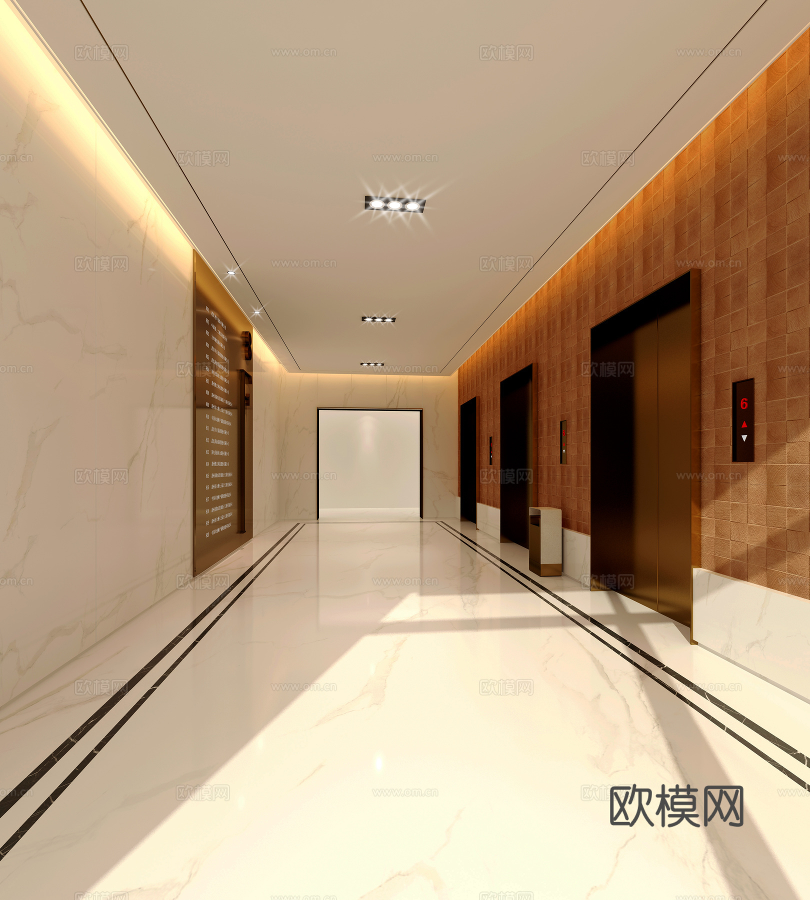 现代 电梯厅 年轮砖3d模型下载