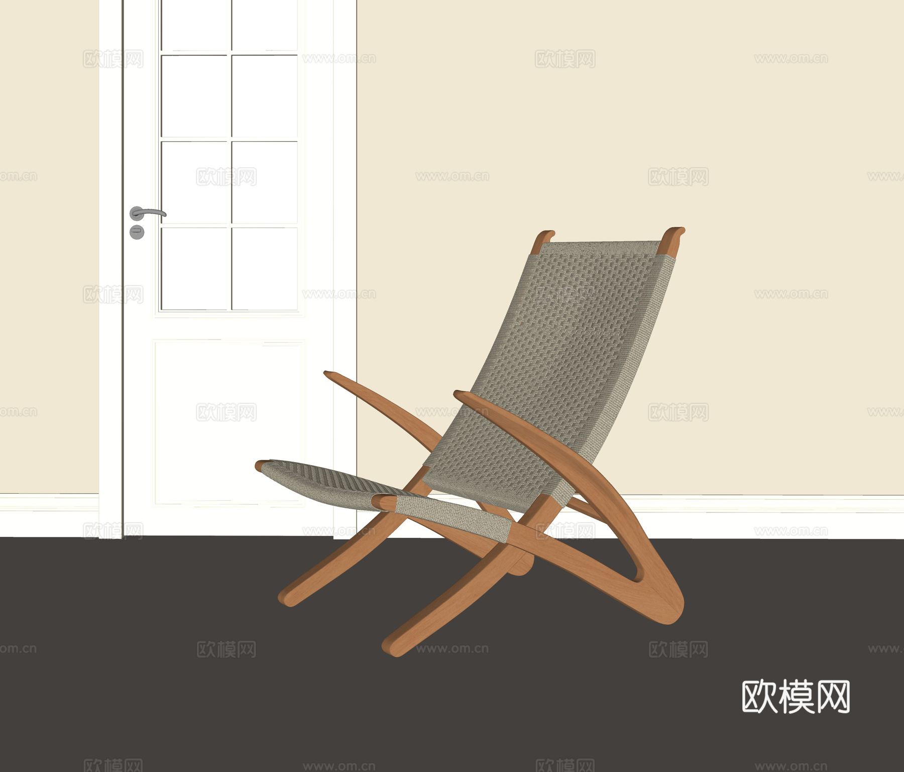 侘寂中古休闲椅su模型