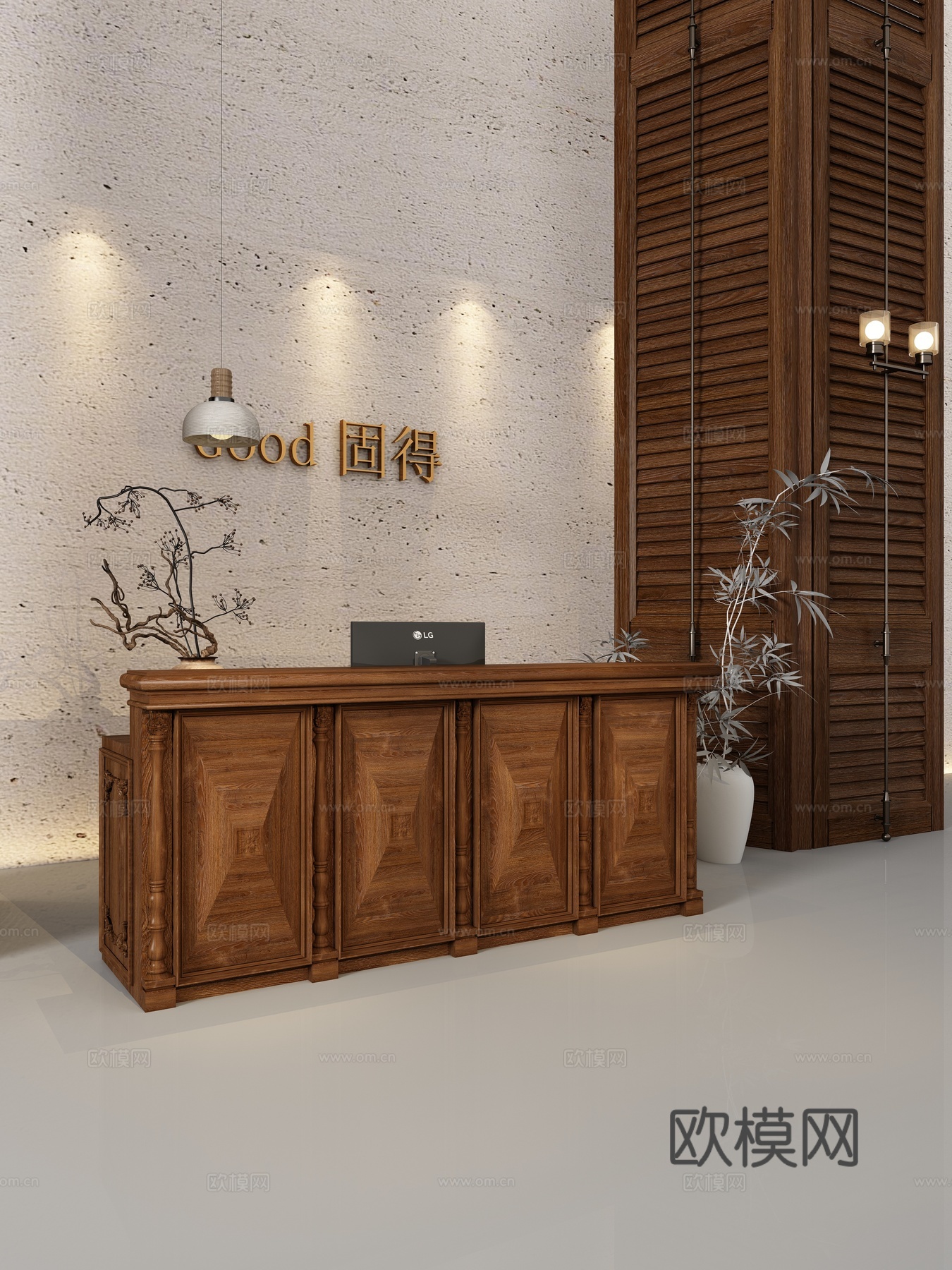 中古风吧台3d模型下载（渲染图2）