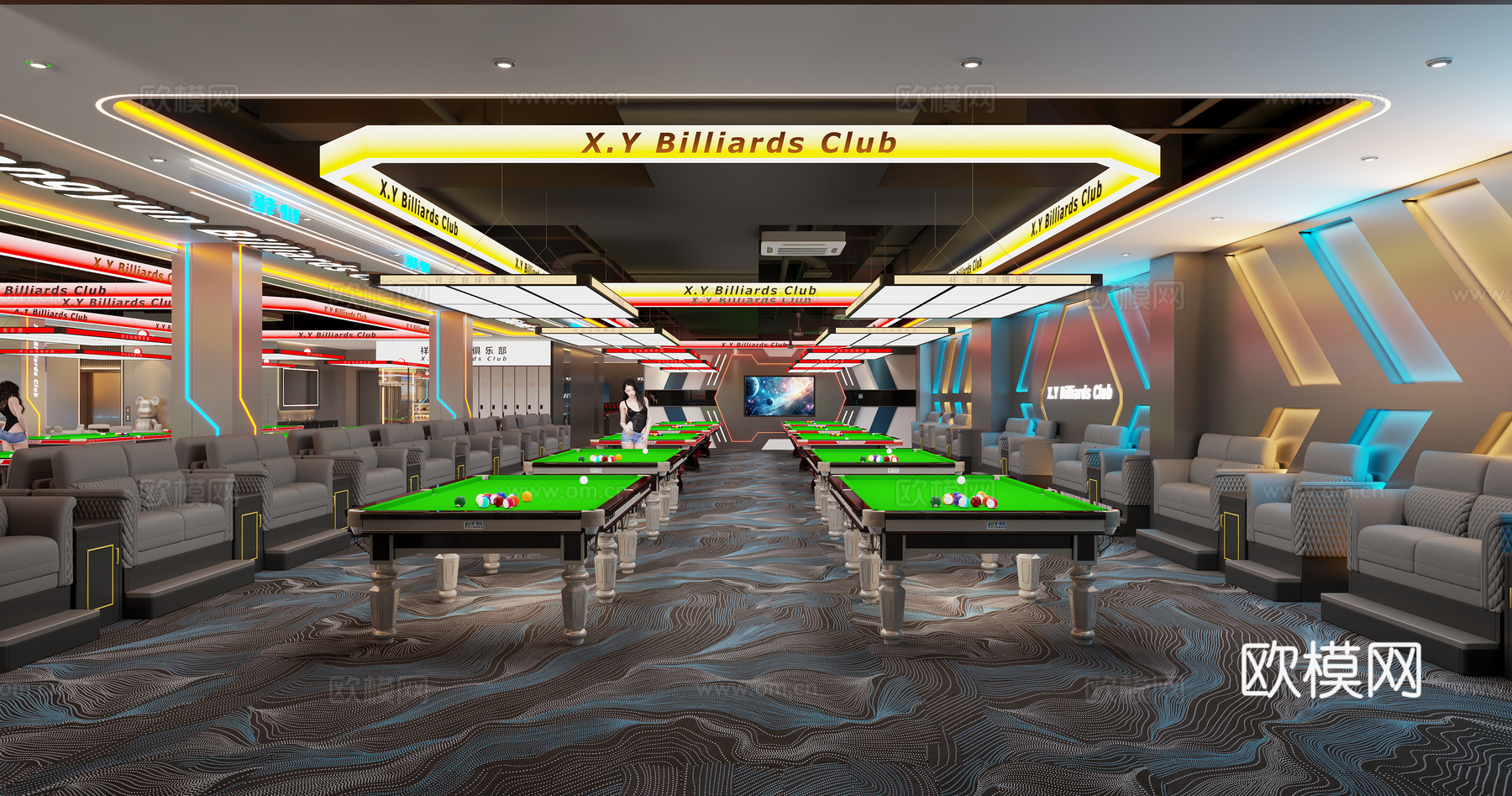 台球厅3d模型下载（渲染图4）