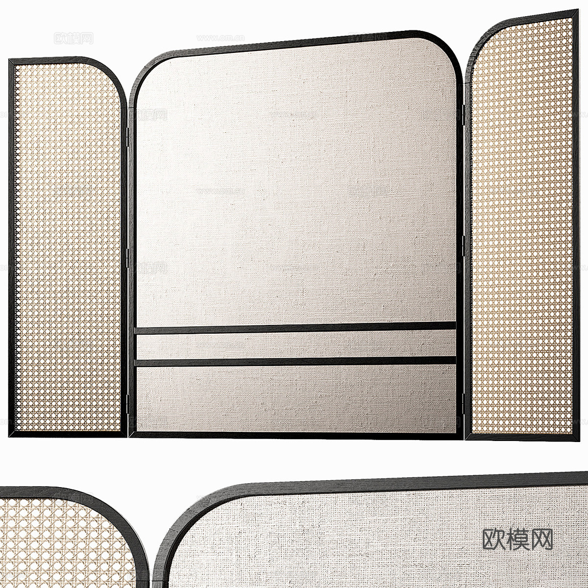 新中式装饰屏风隔断3d模型下载（渲染图1）
