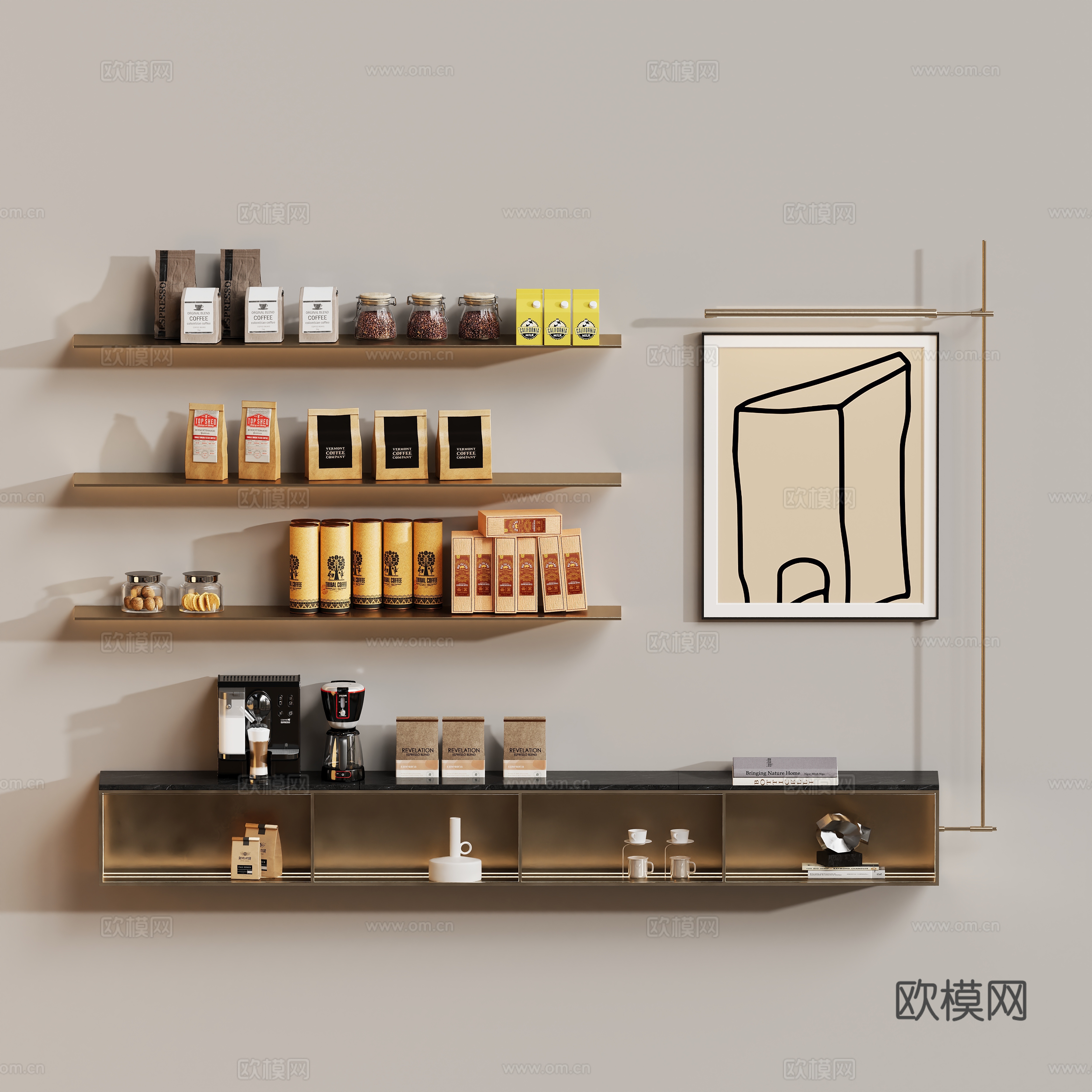 现代样板装饰柜书架餐边柜su模型